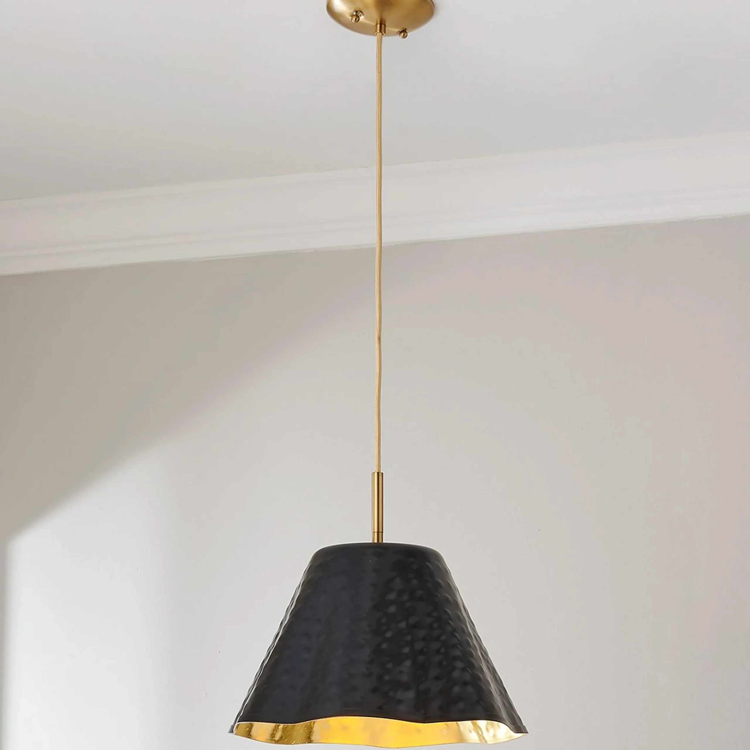 Ruffled Edge Hammered Metal Pendant