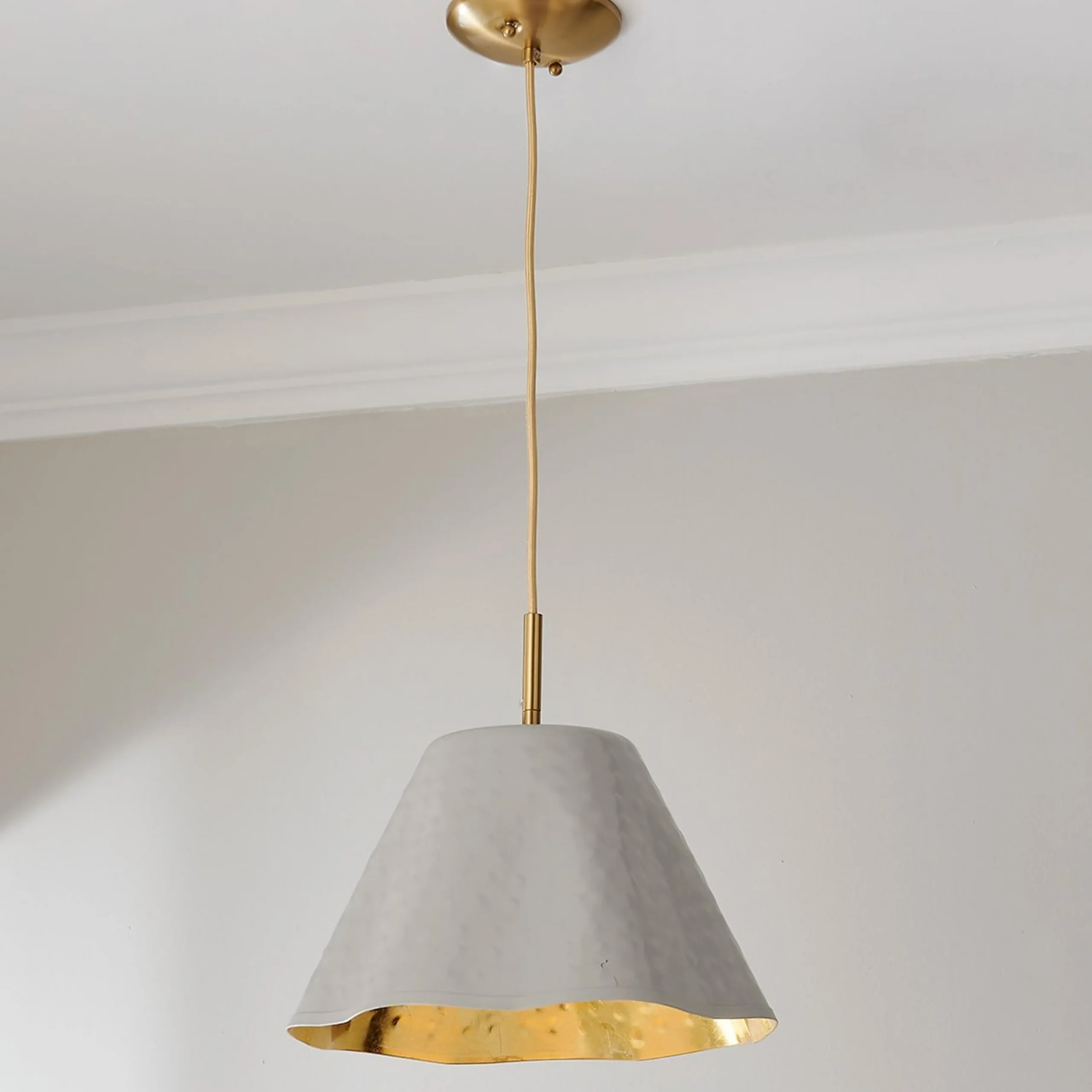 Ruffled Edge Hammered Metal Pendant