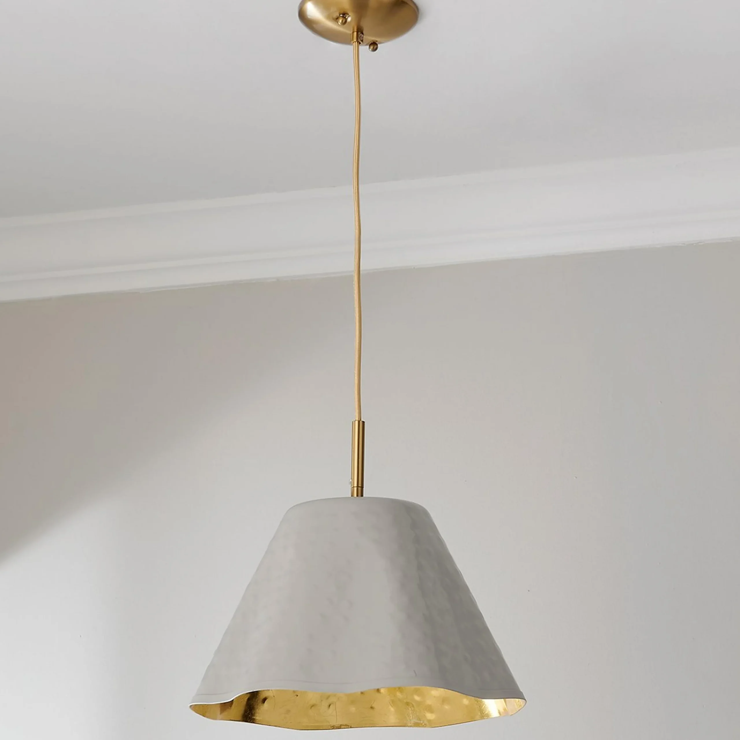 Ruffled Edge Hammered Metal Pendant