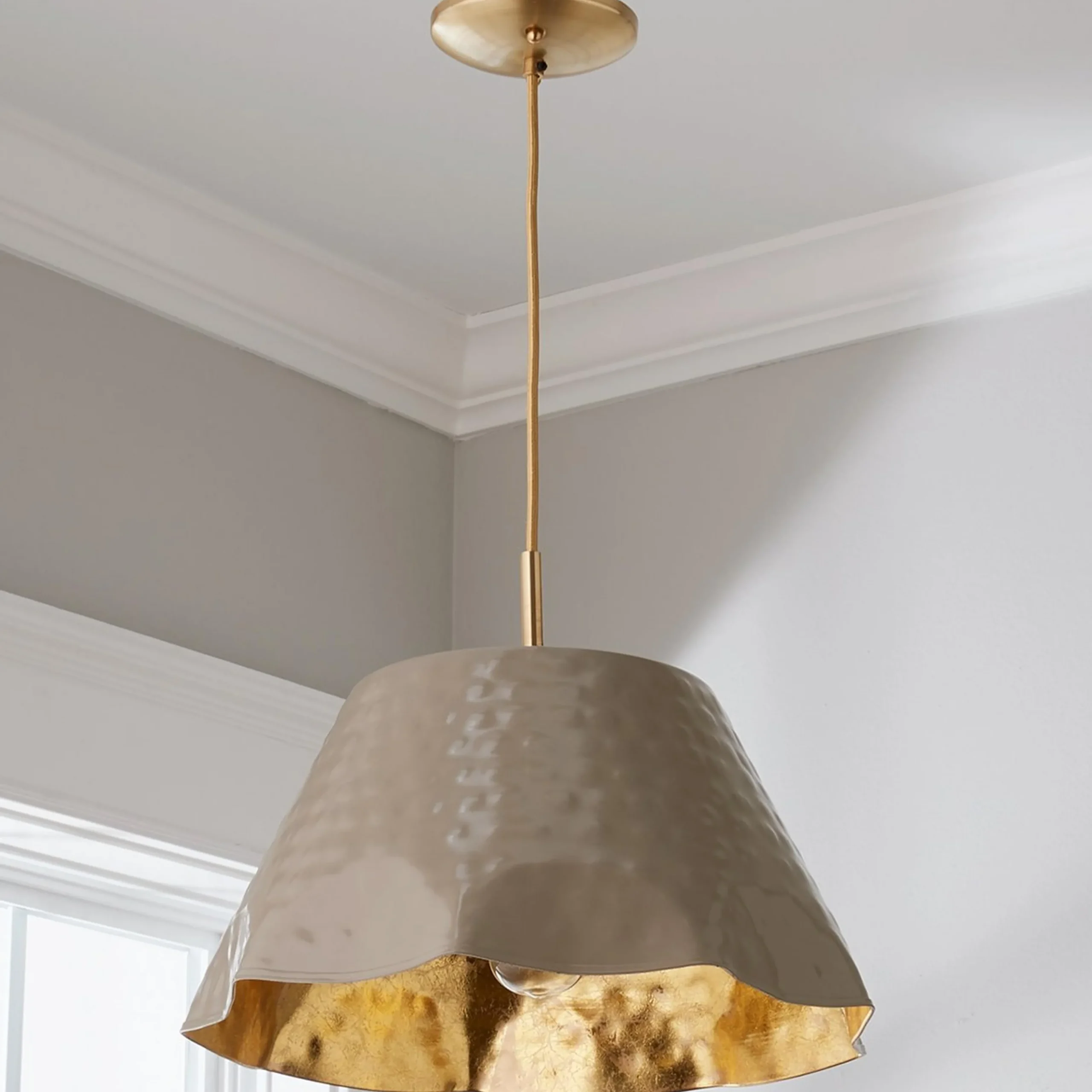 Ruffled Edge Hammered Metal Pendant