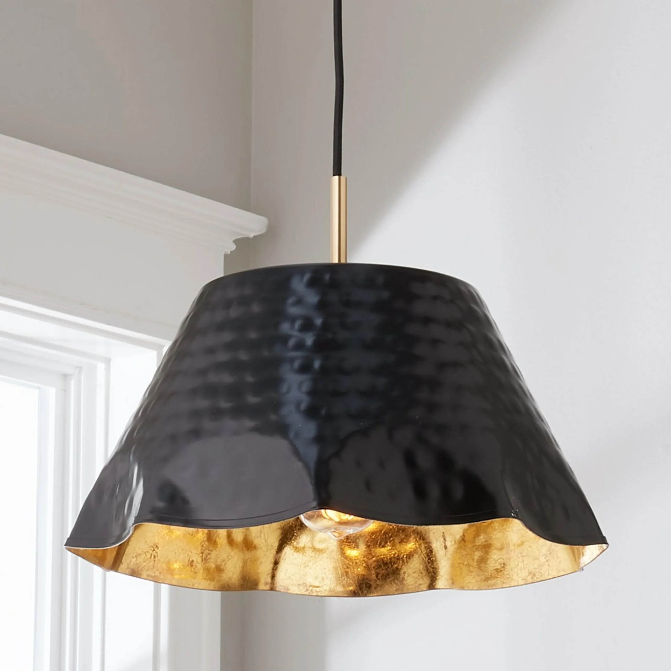 Ruffled Edge Hammered Metal Pendant
