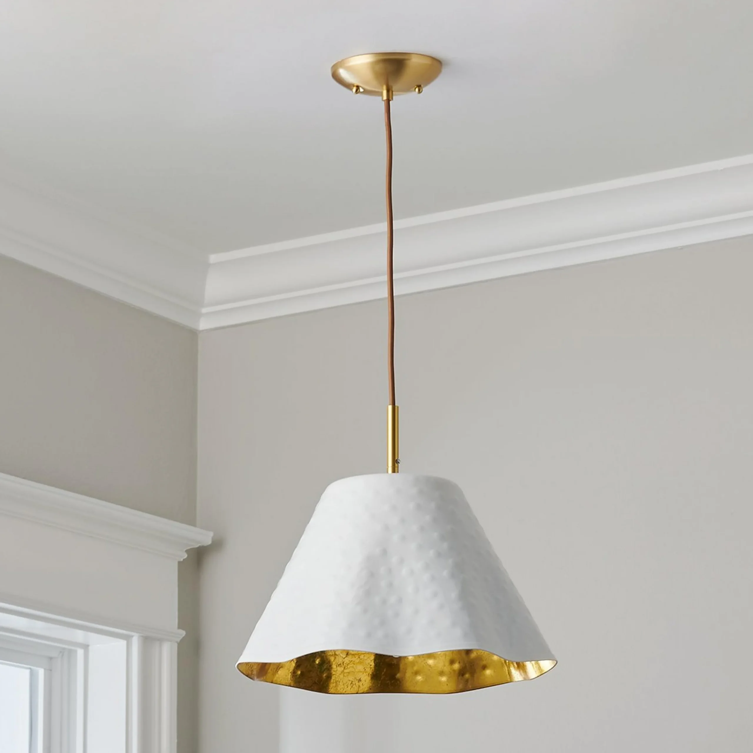 Ruffled Edge Hammered Metal Pendant