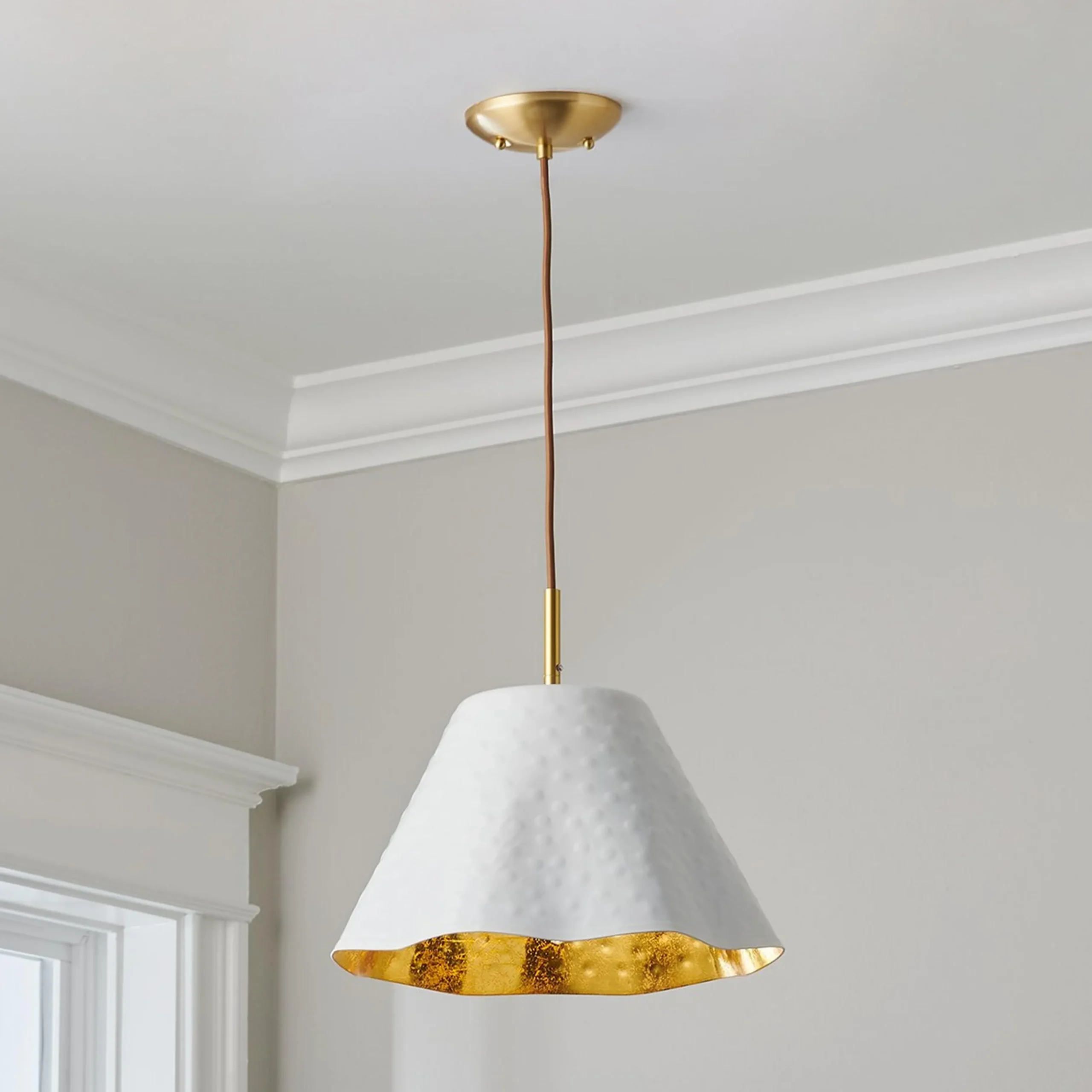 Ruffled Edge Hammered Metal Pendant