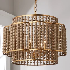 Rustic Beaded Layered Petal Chandelier