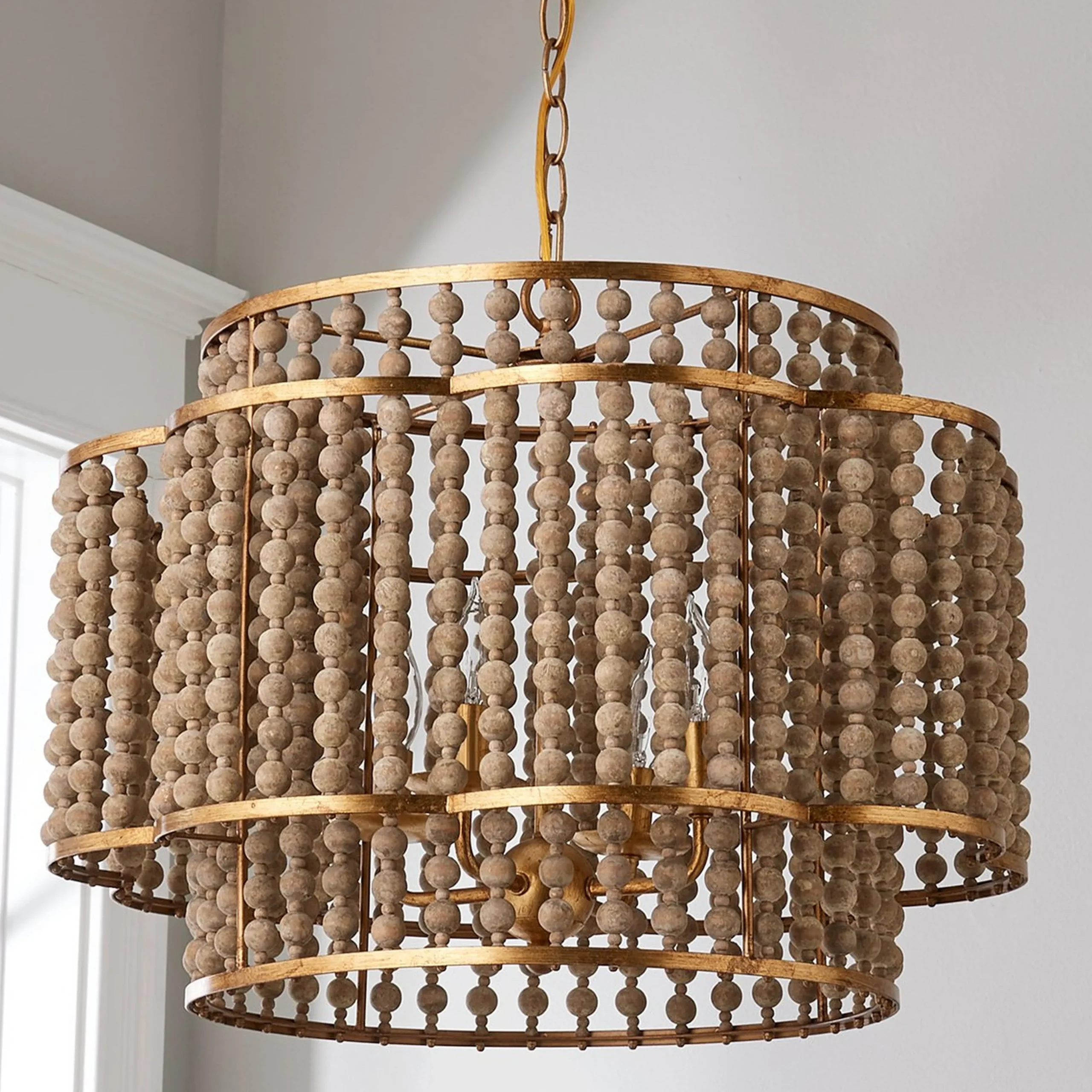 Rustic Beaded Layered Petal Chandelier