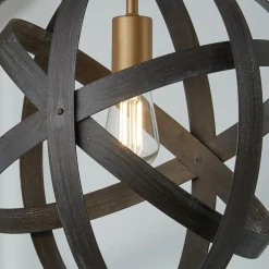 Rustic Metal Strap Globe Lantern - Small 1 Light