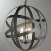Rustic Metal Strap Globe Lantern - Large 5 Light