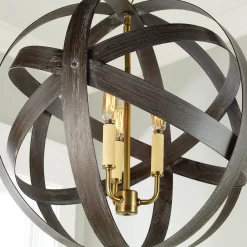 Rustic Metal Strap Globe Lantern - Medium 3 Light