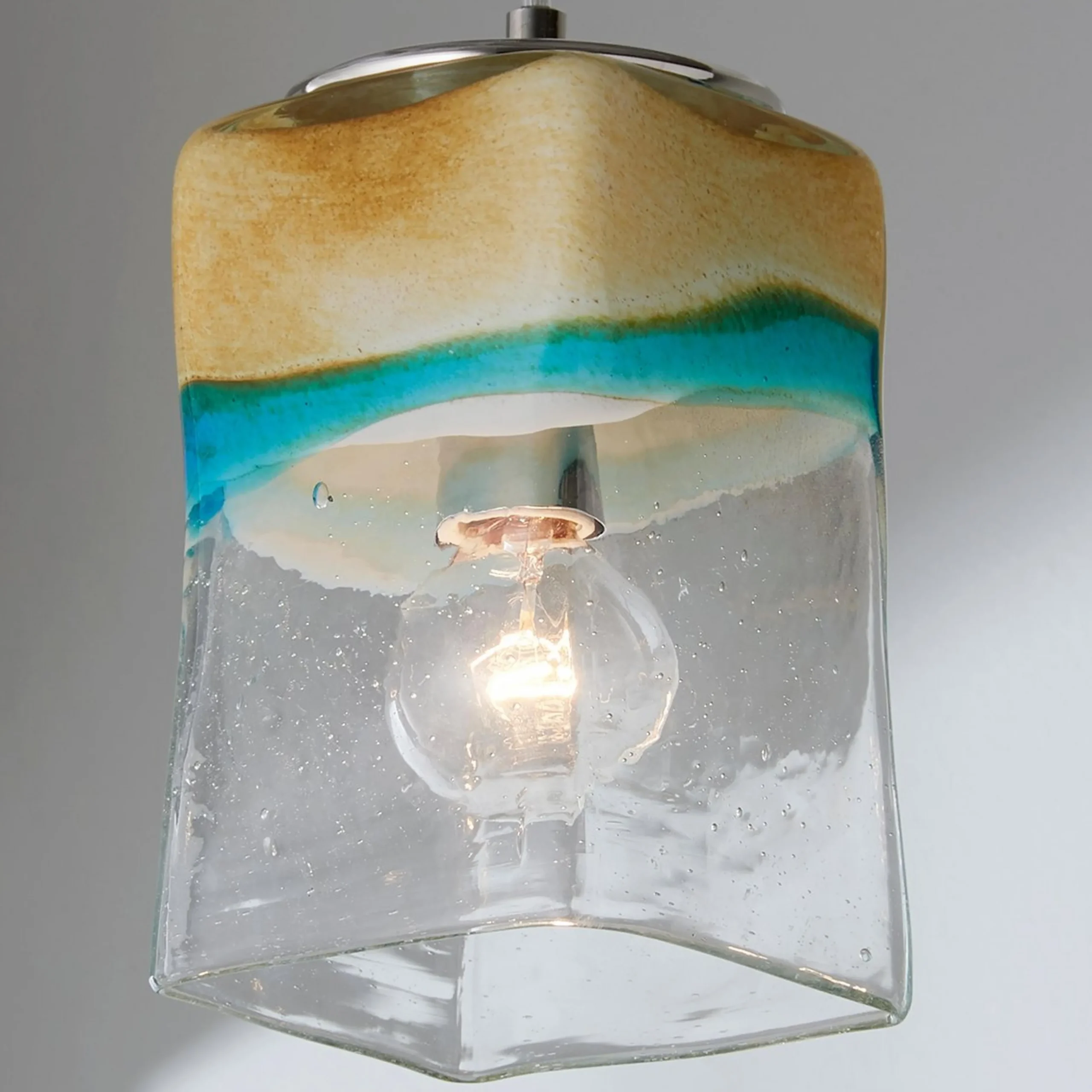 Sand and Turquoise Square Pendant Light - Small