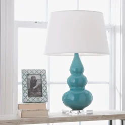 Sassy Ceramic Table Lamp - Lucite Base