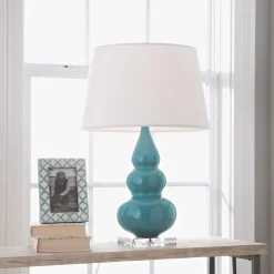Sassy Ceramic Table Lamp - Lucite Base