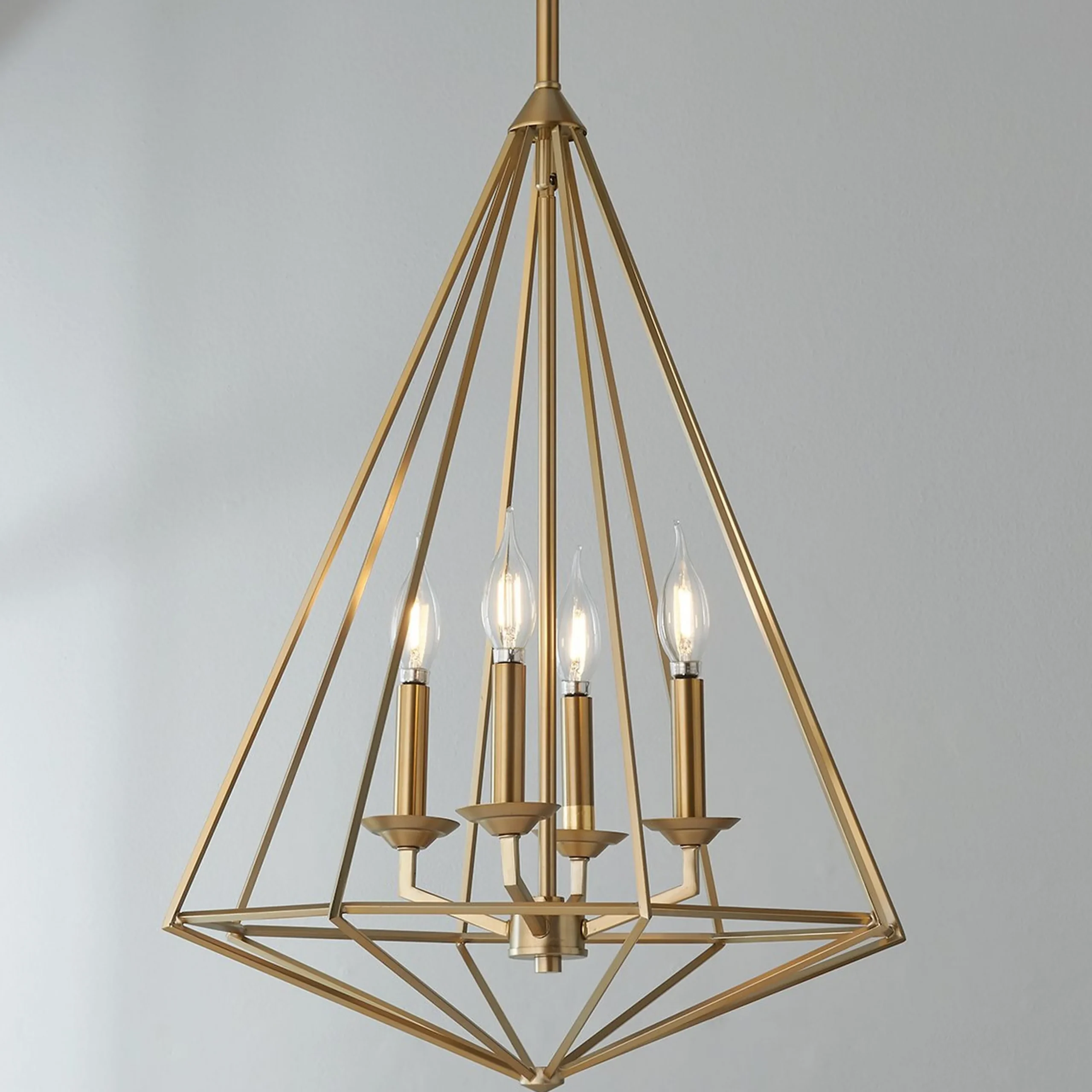 Satin Brass Prism Lantern - Medium