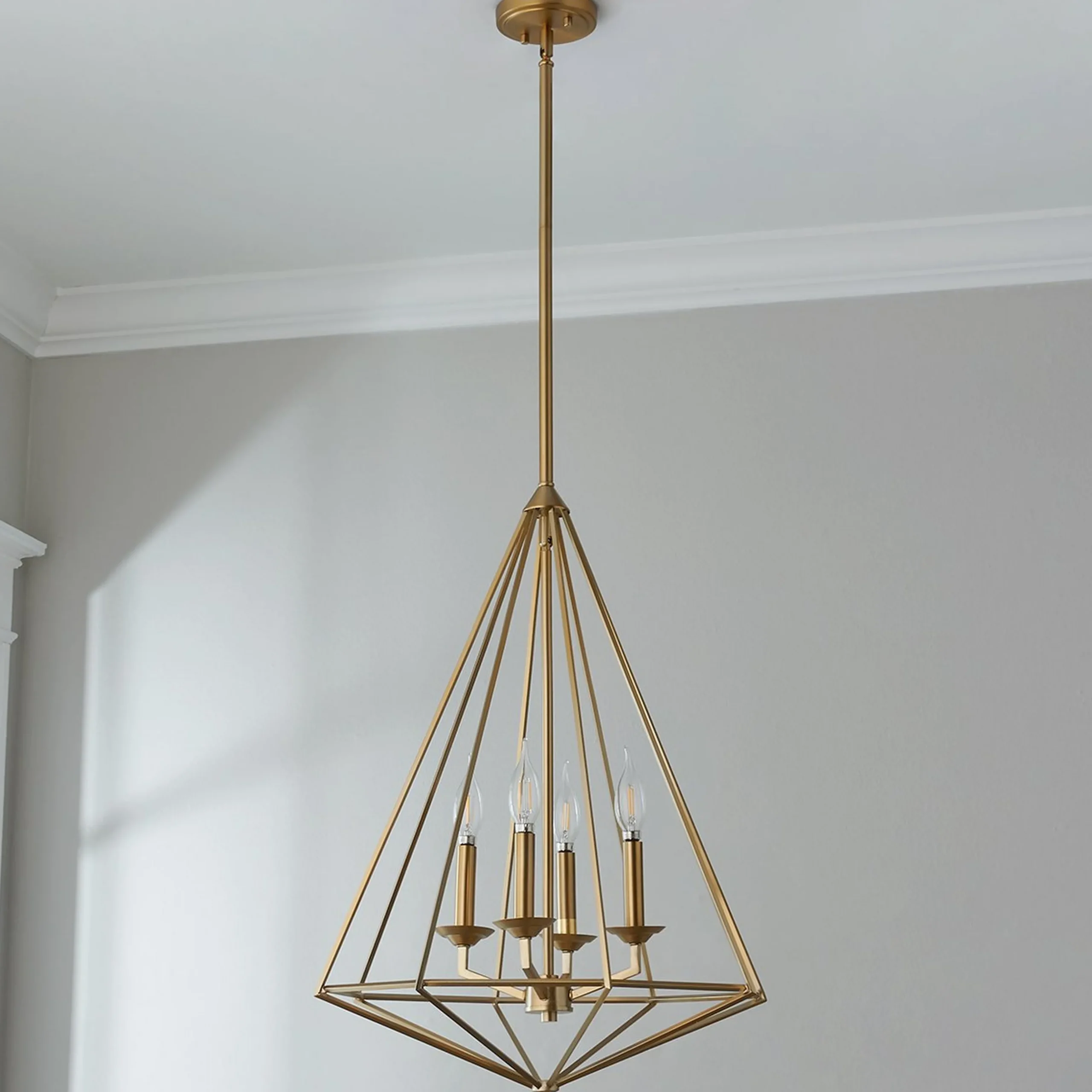 Satin Brass Prism Lantern - Medium