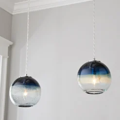 Sea and Sand Globe Art Glass Pendant