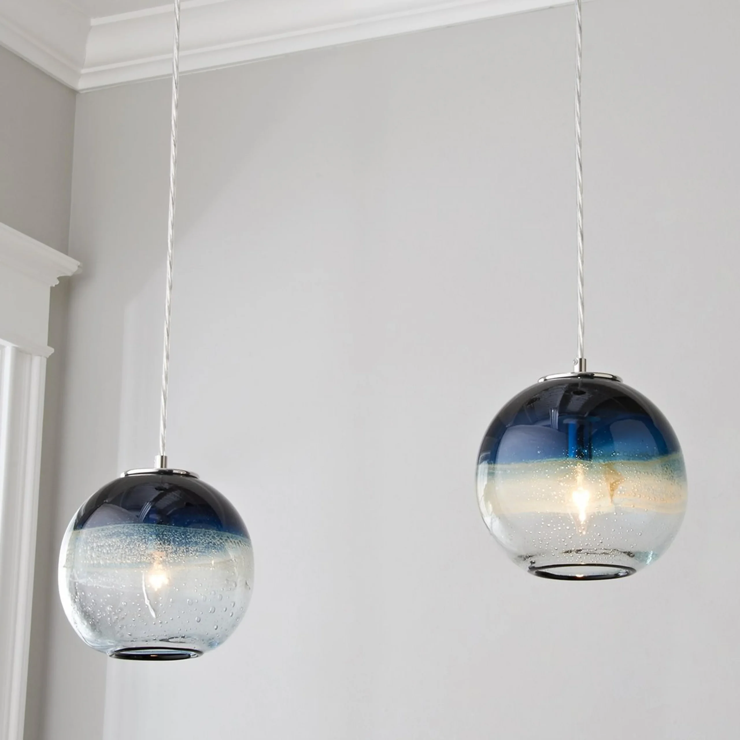 Sea and Sand Globe Art Glass Pendant