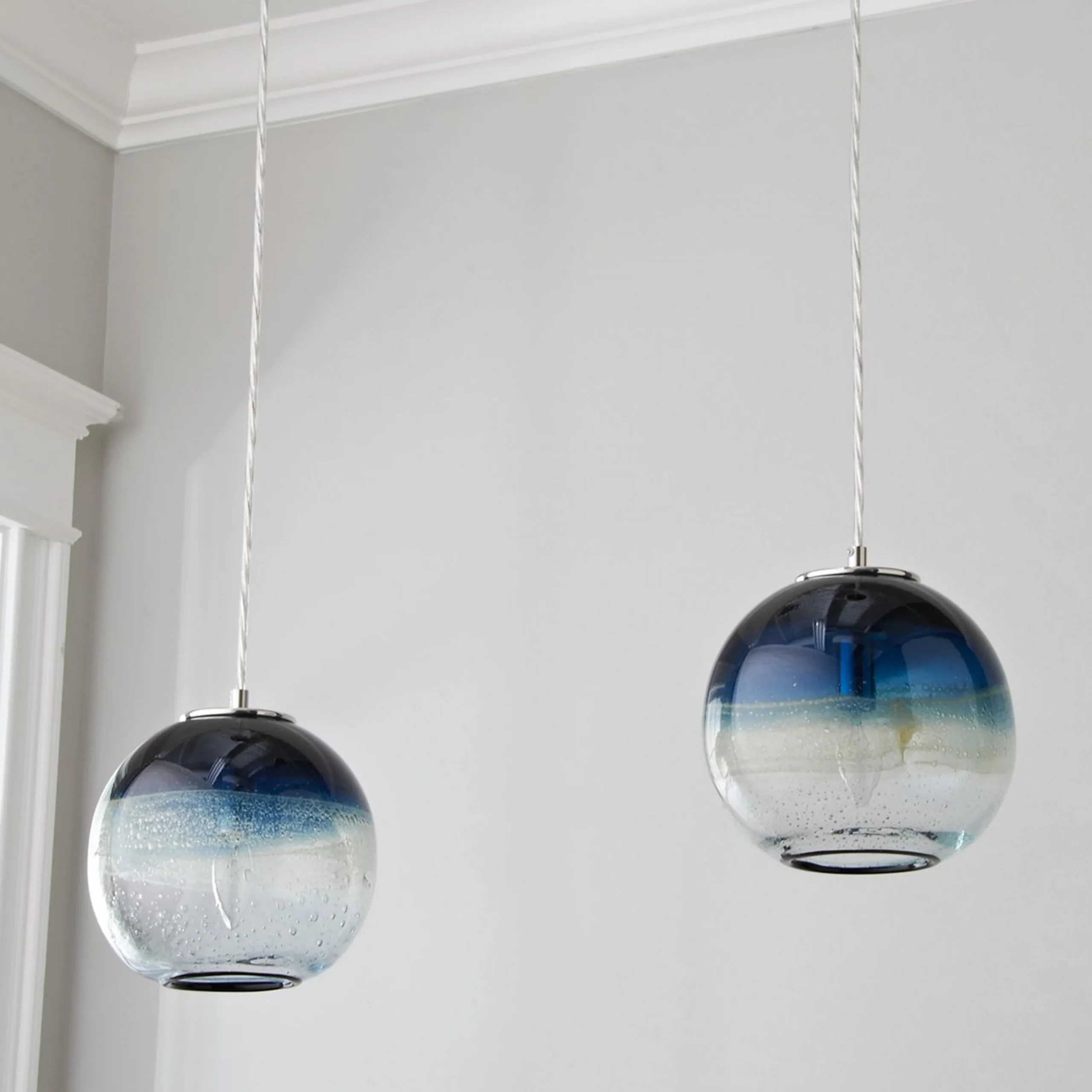 Sea and Sand Globe Art Glass Pendant