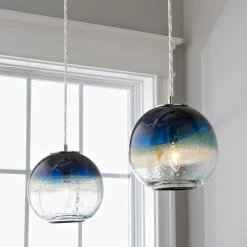 Sea and Sand Globe Art Glass Pendant