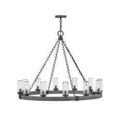 Seeded Contrast Outdoor Ring Chandelier - 12 Light