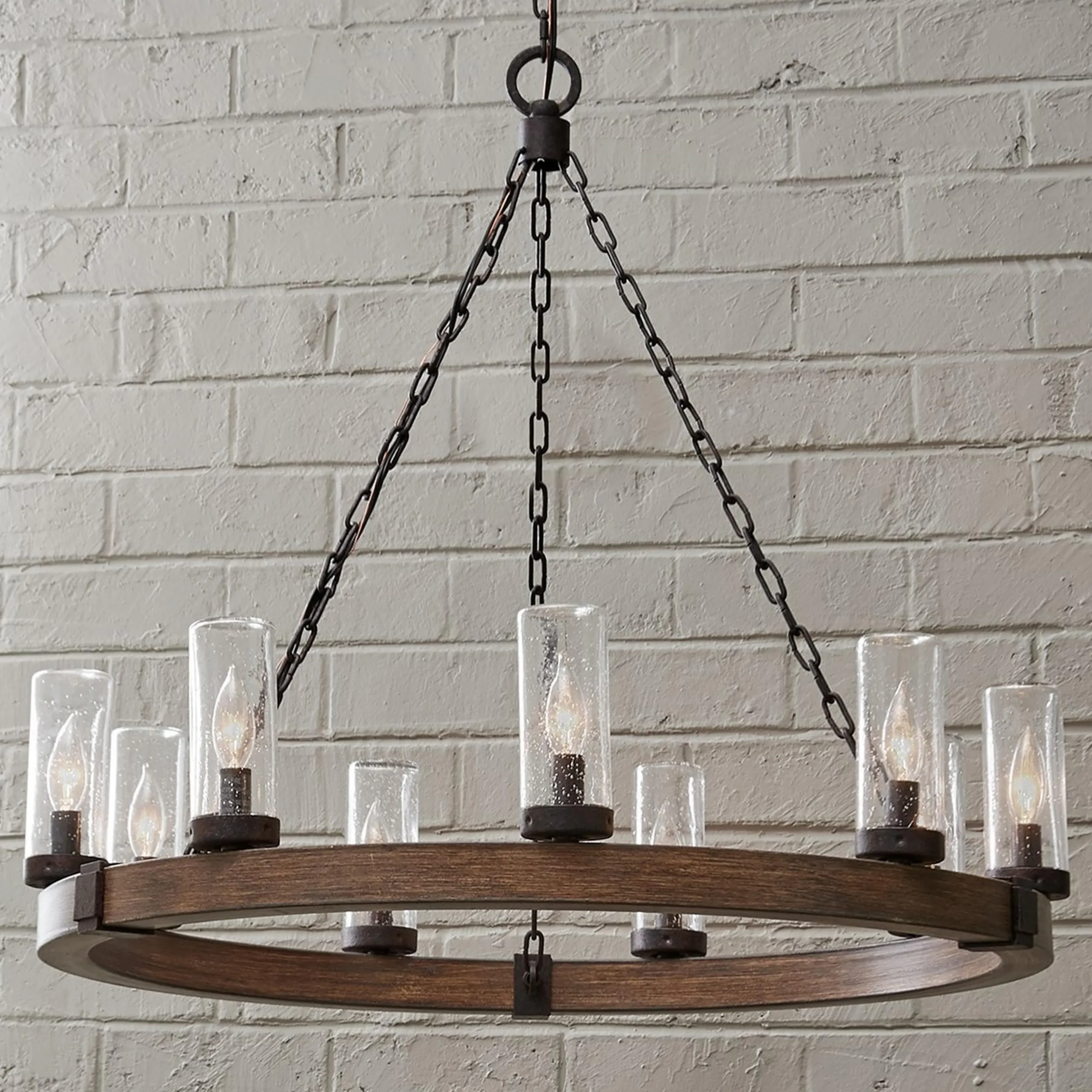 Seeded Contrast Outdoor Ring Chandelier - 9 Light