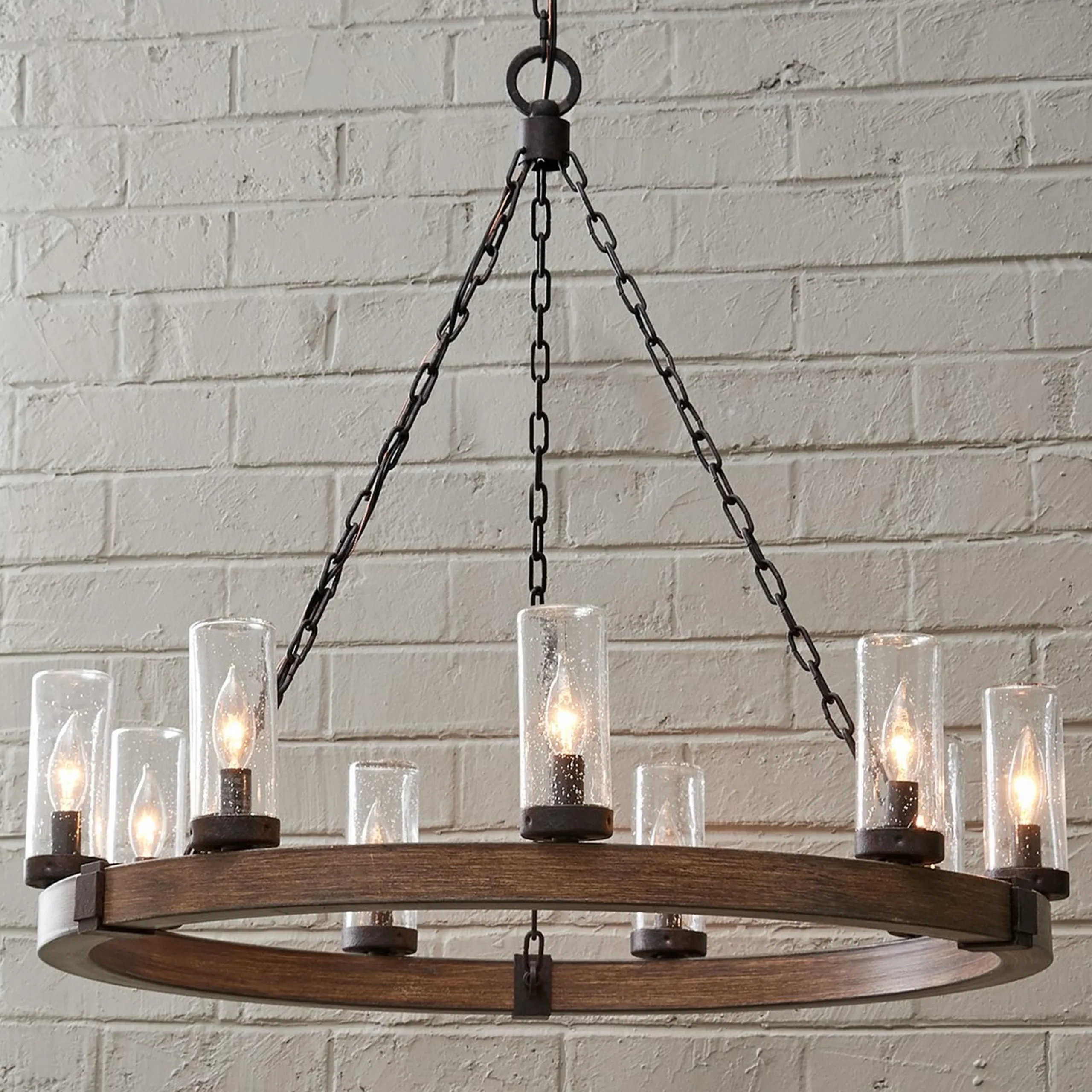 Seeded Contrast Outdoor Ring Chandelier - 9 Light