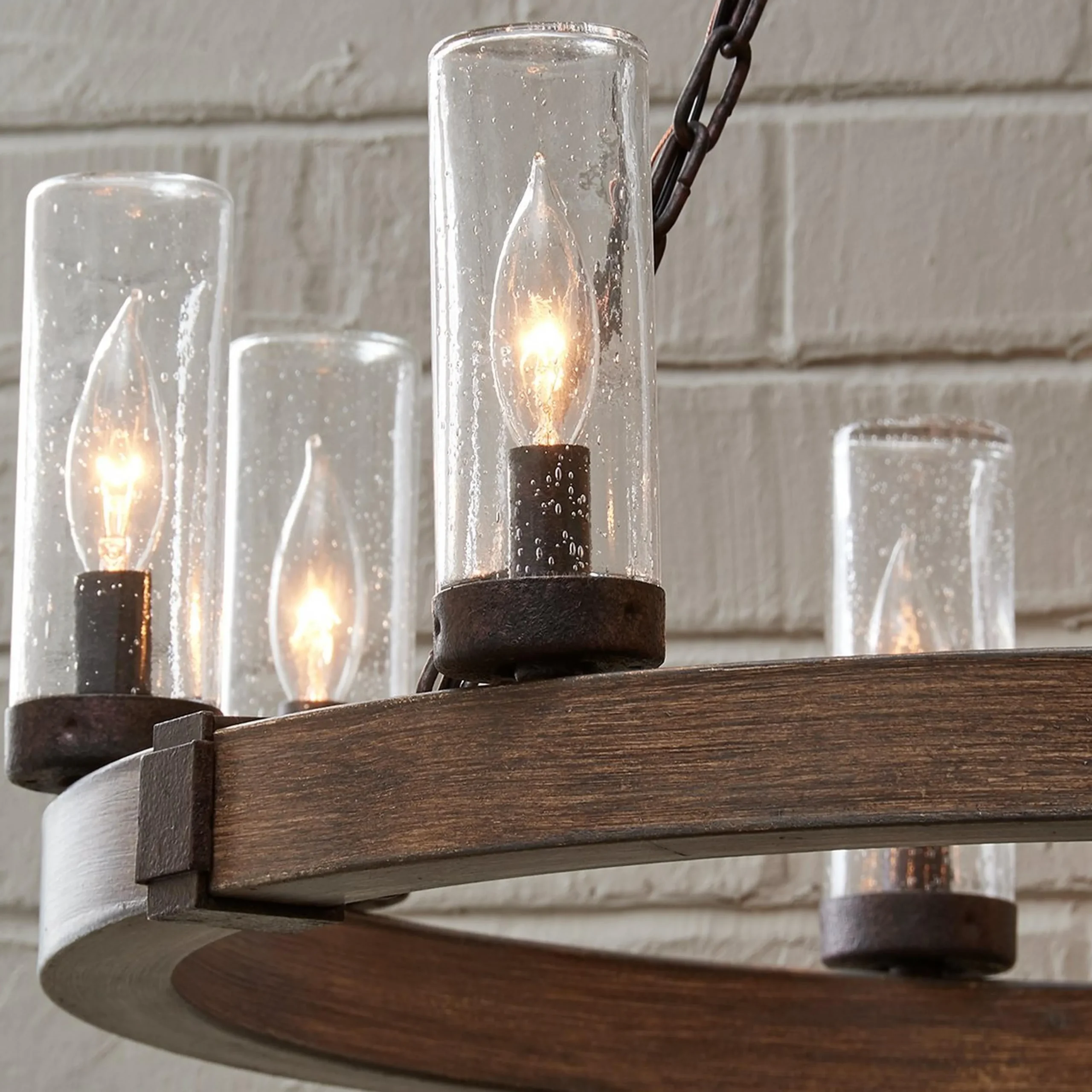 Seeded Contrast Outdoor Ring Chandelier - 9 Light