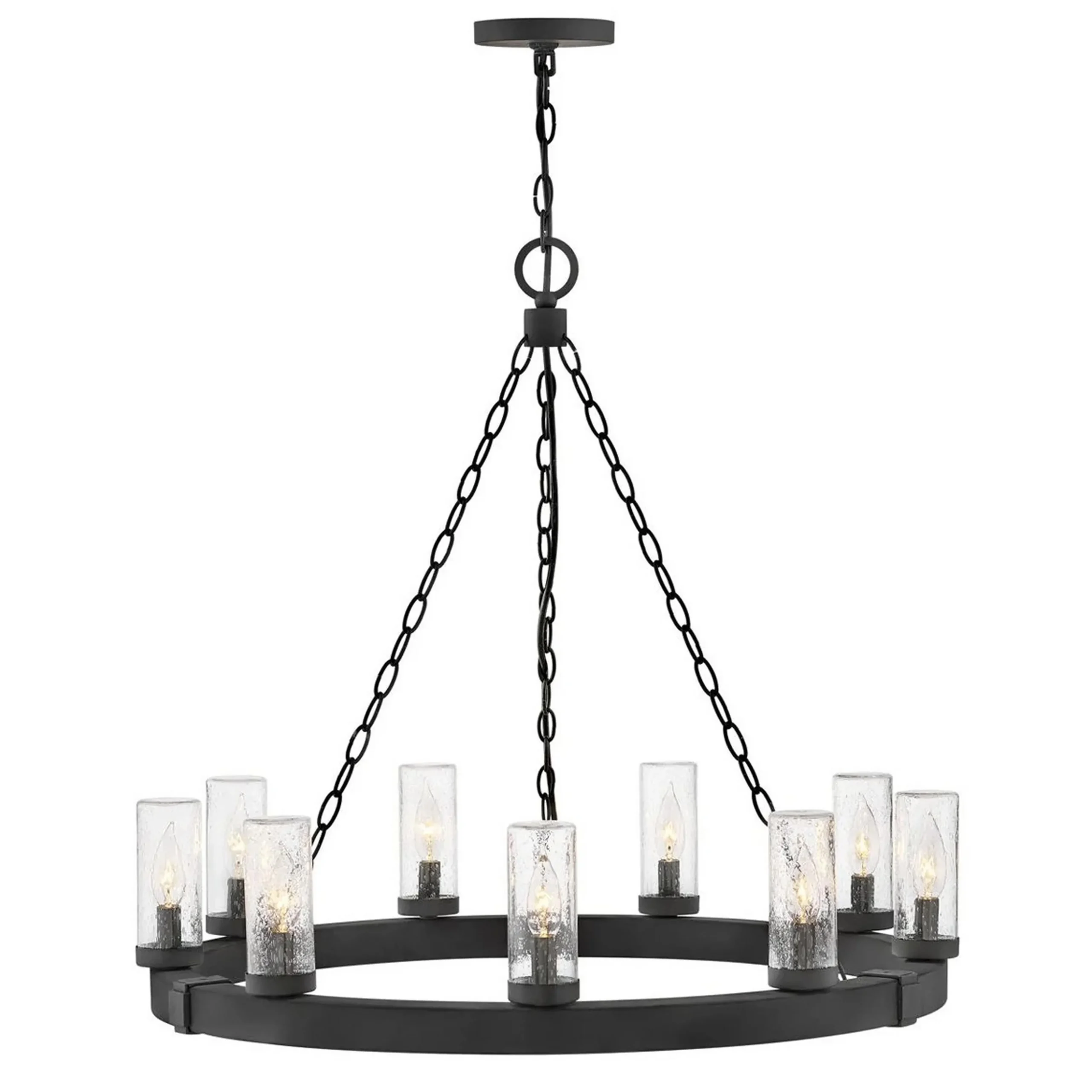 Seeded Contrast Outdoor Ring Chandelier - 9 Light