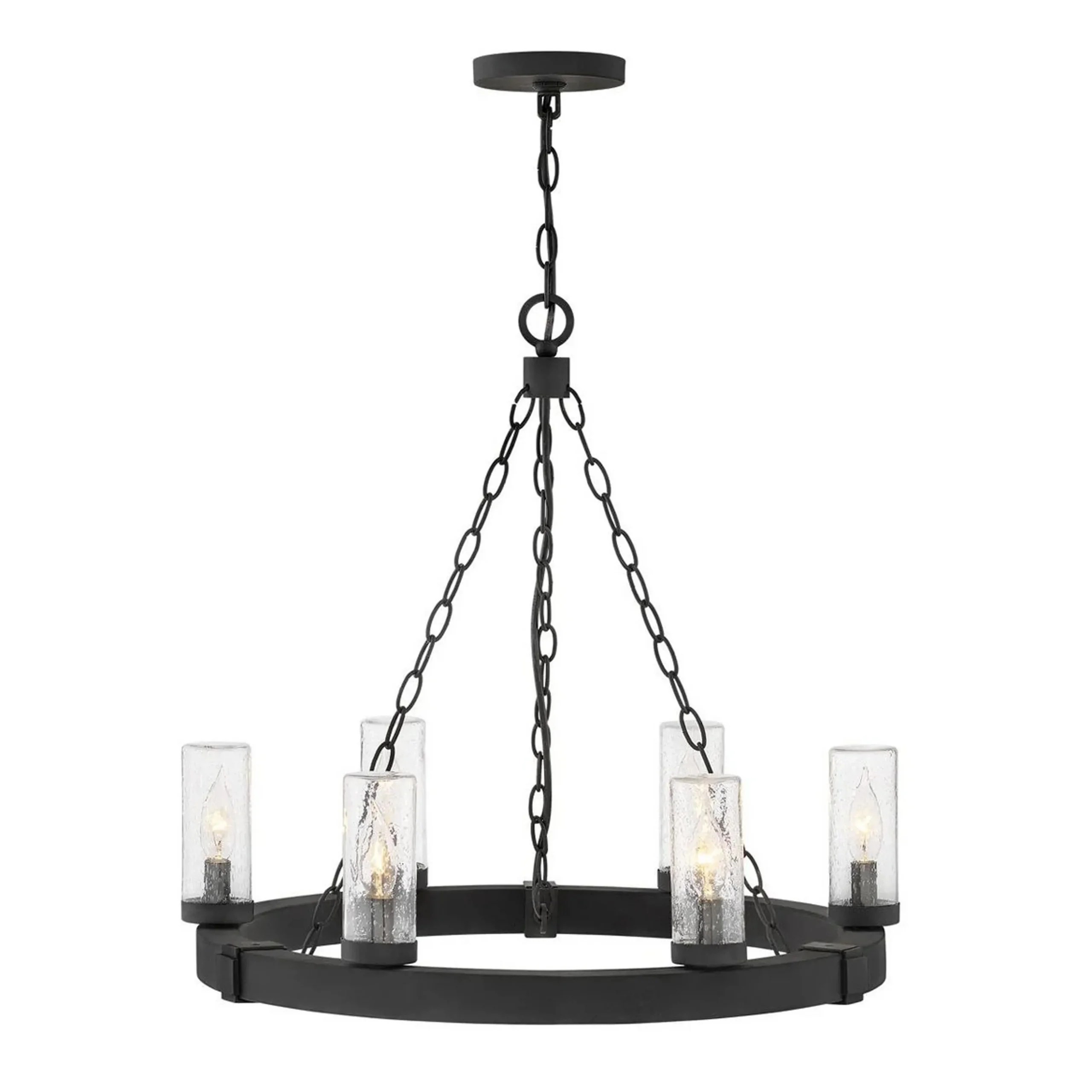 Seeded Contrast Outdoor Ring Chandelier - 6 Light