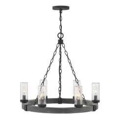 Seeded Contrast Outdoor Ring Chandelier - 6 Light
