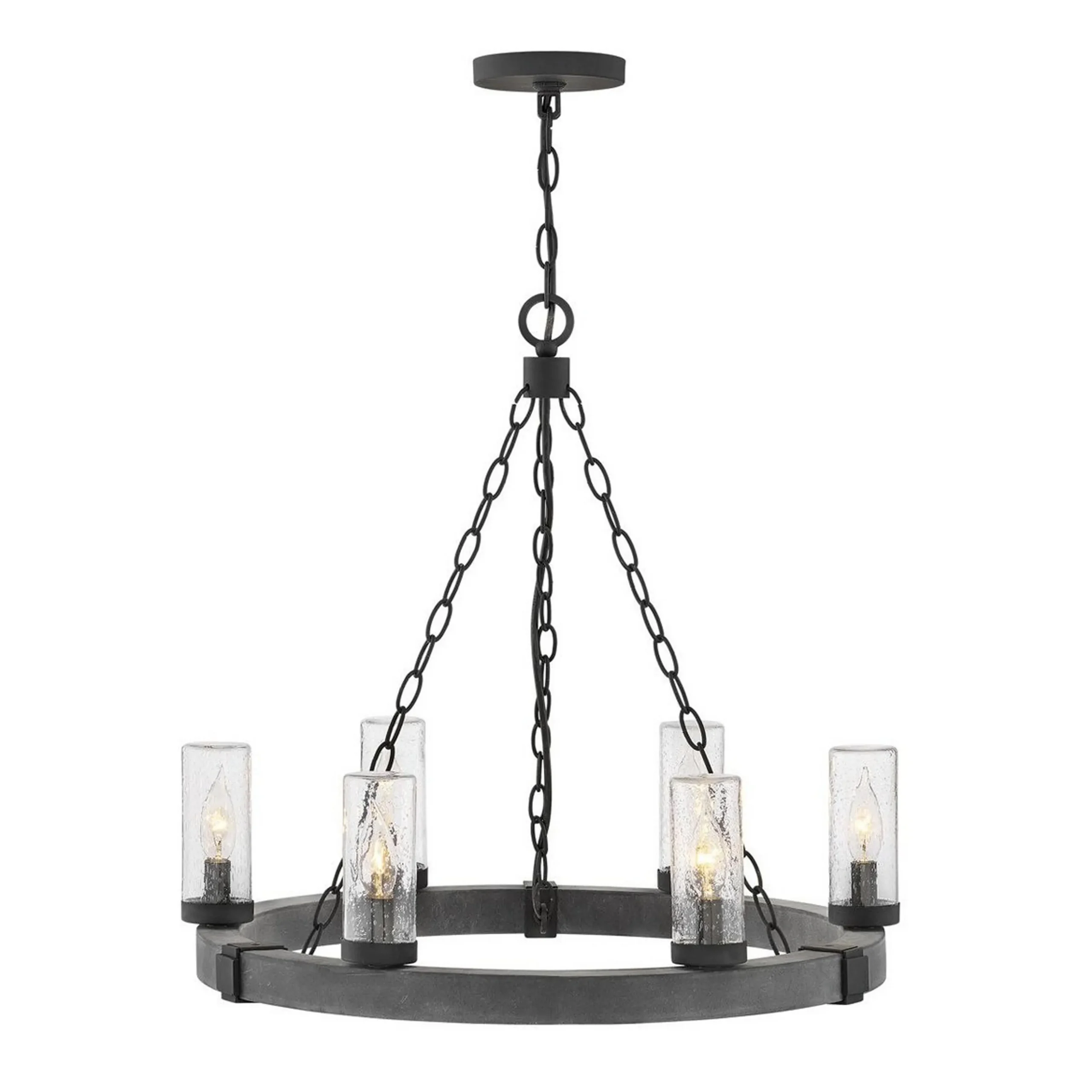 Seeded Contrast Outdoor Ring Chandelier - 6 Light