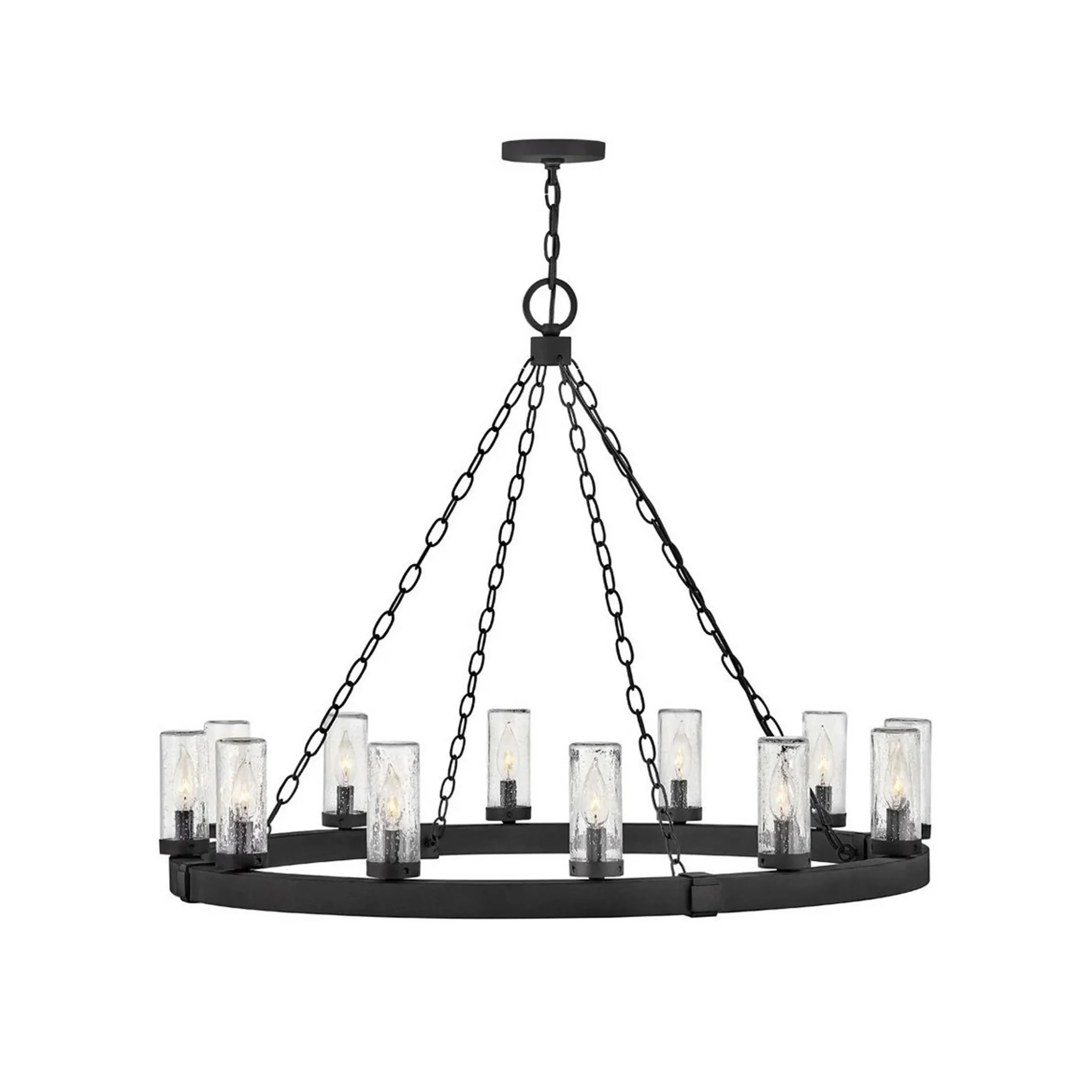 Seeded Contrast Outdoor Ring Chandelier - 12 Light