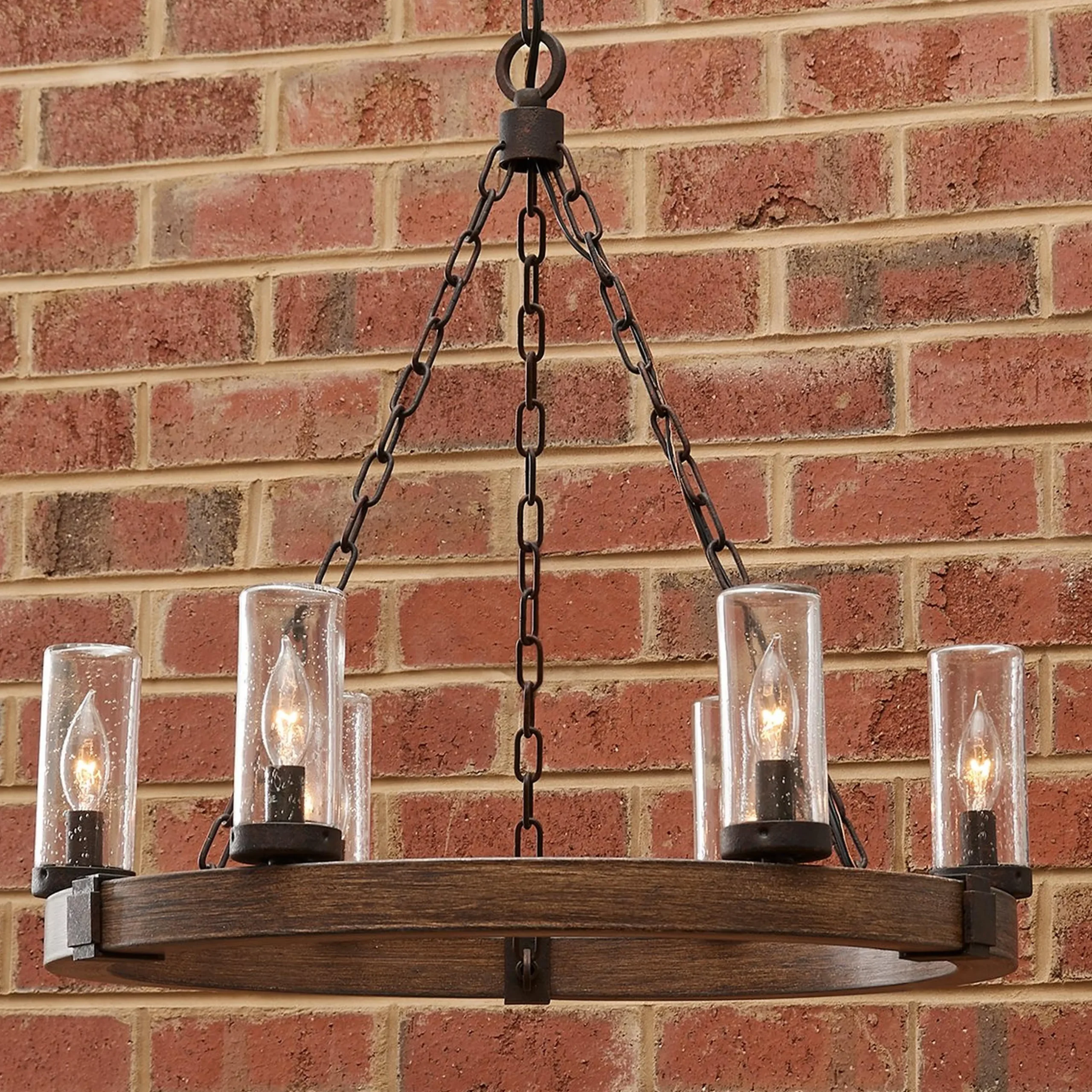 Seeded Contrast Outdoor Ring Chandelier - 6 Light