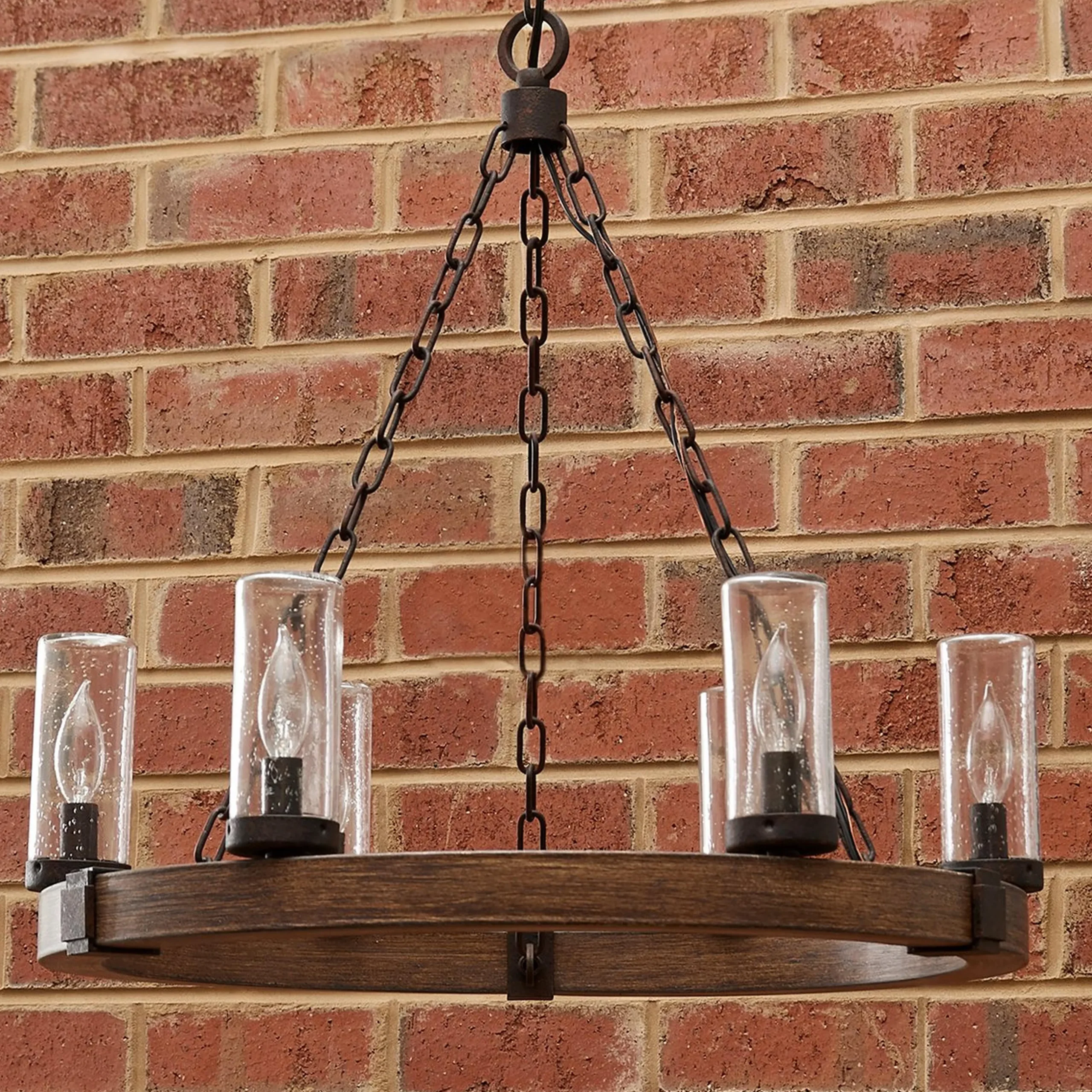 Seeded Contrast Outdoor Ring Chandelier - 6 Light