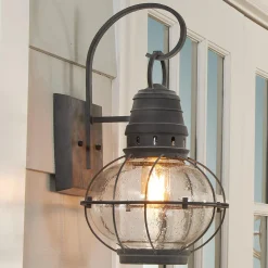 Seeded Glass Globe Outdoor Sconce - Large