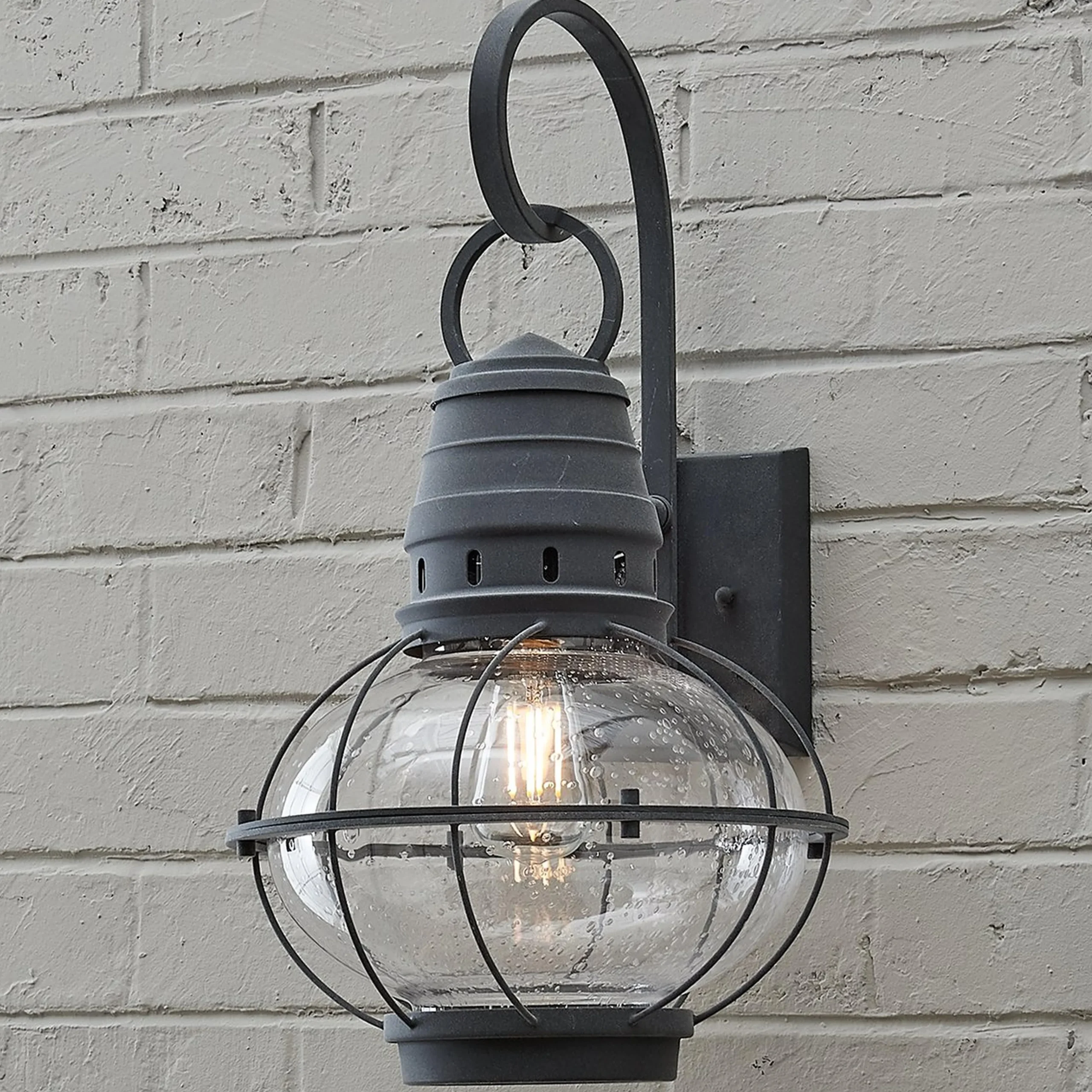 Seeded Glass Globe Outdoor Sconce - Large
