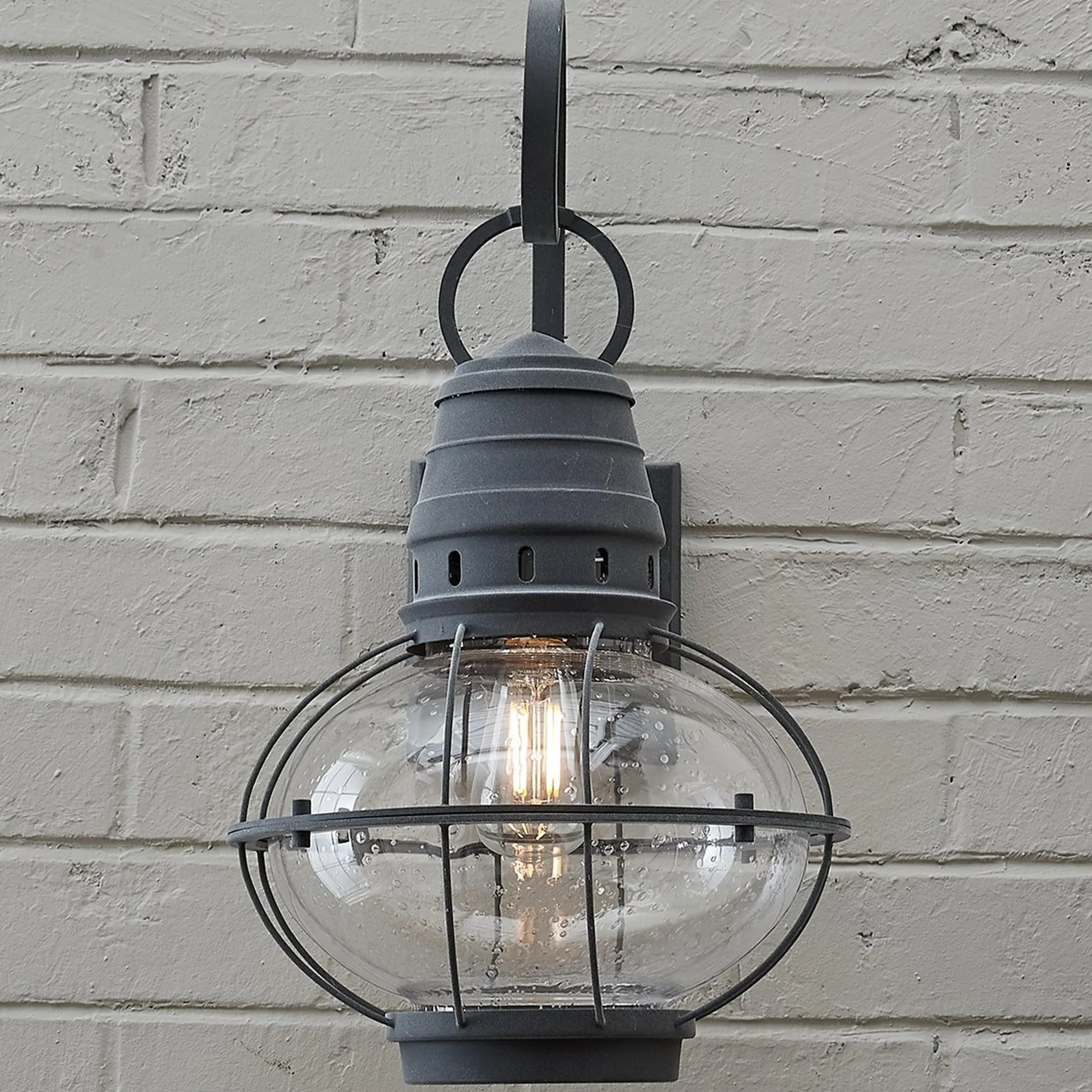 Seeded Glass Globe Outdoor Sconce - Large