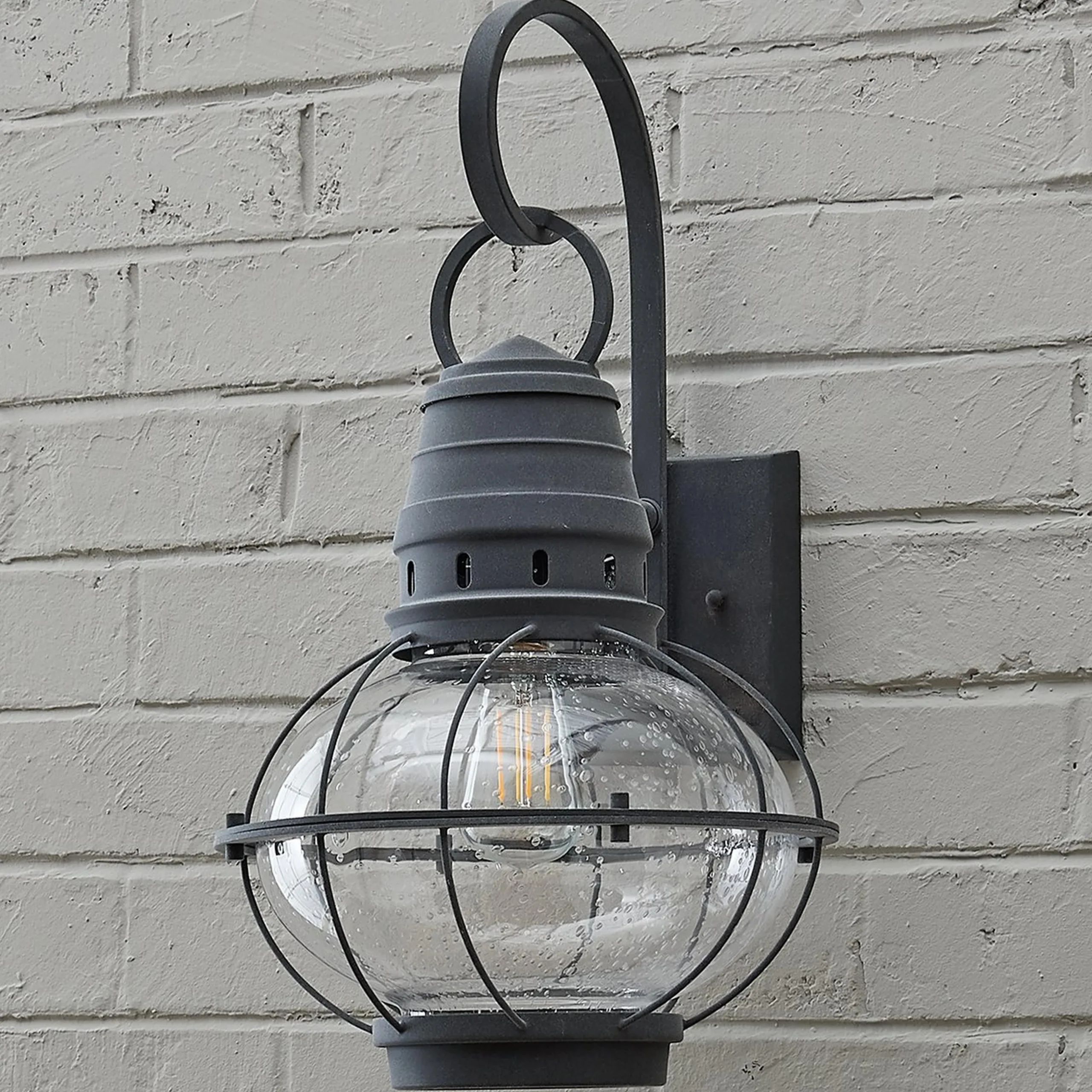 Seeded Glass Globe Outdoor Sconce - Large
