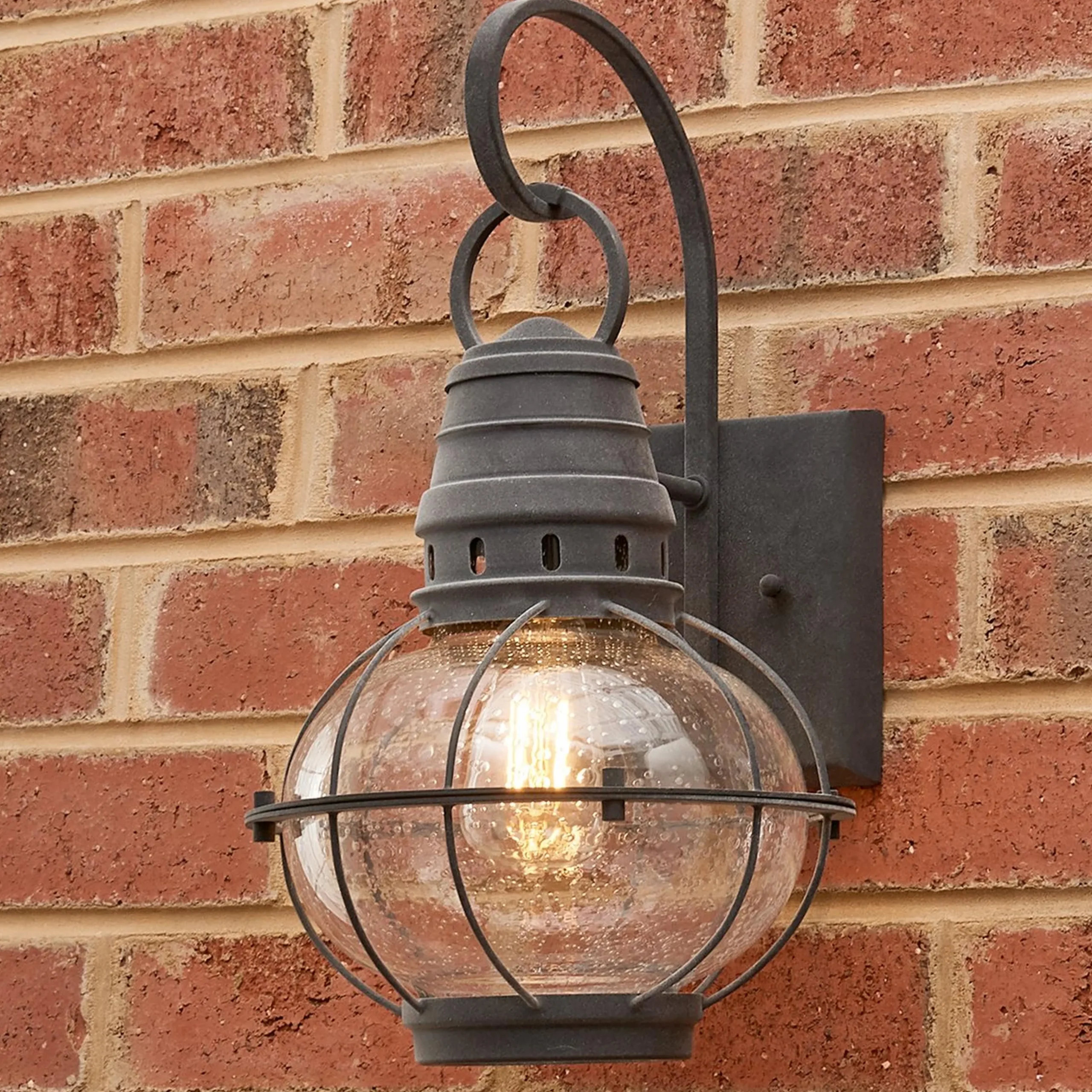 Seeded Glass Globe Outdoor Sconce - Medium