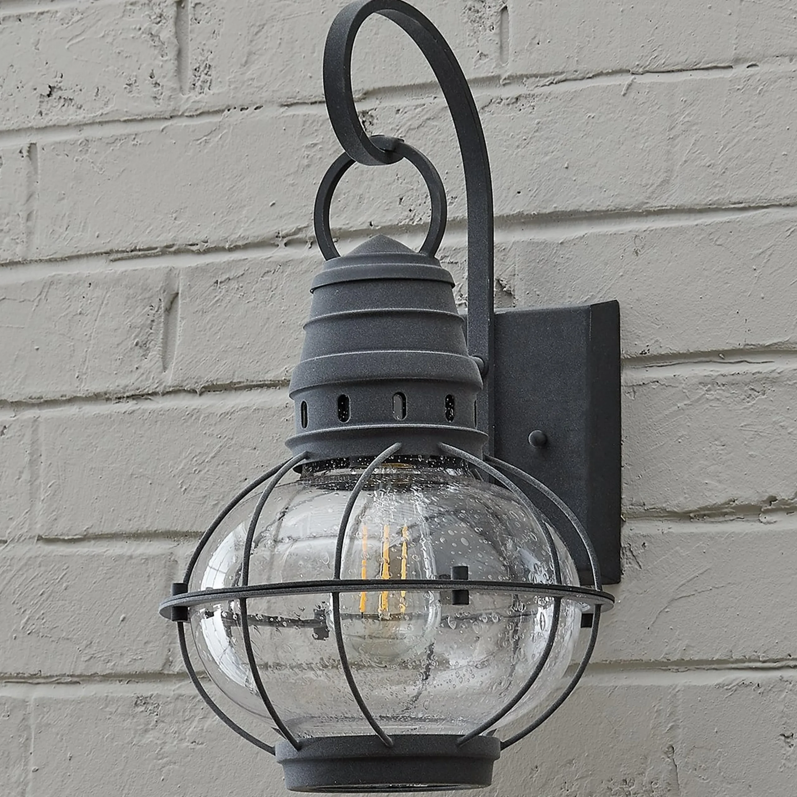 Seeded Glass Globe Outdoor Sconce - Medium
