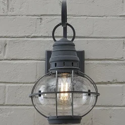 Seeded Glass Globe Outdoor Sconce - Medium