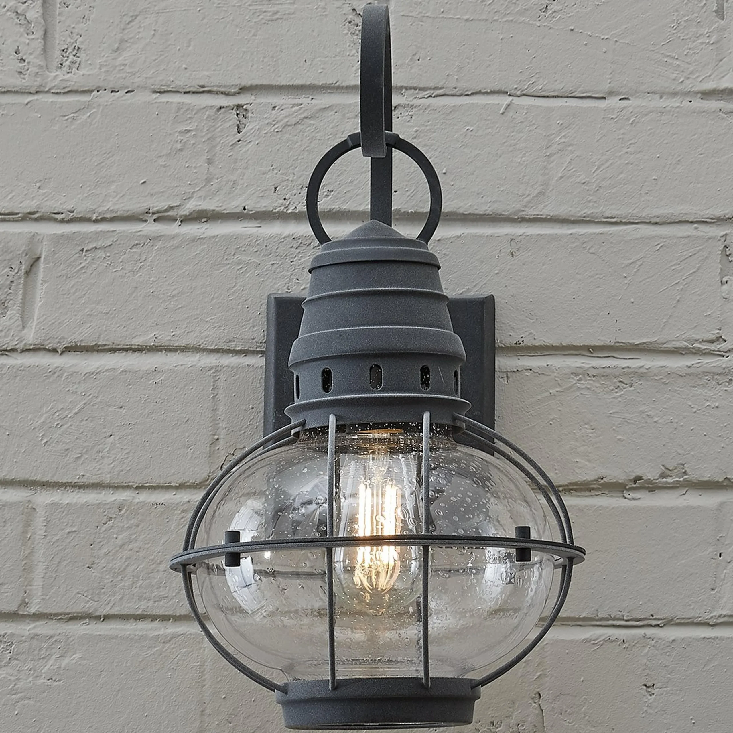 Seeded Glass Globe Outdoor Sconce - Medium