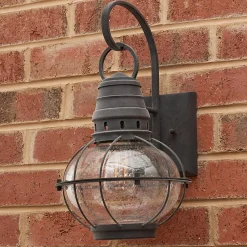 Seeded Glass Globe Outdoor Sconce - Medium