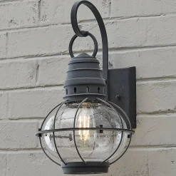 Seeded Glass Globe Outdoor Sconce - Medium