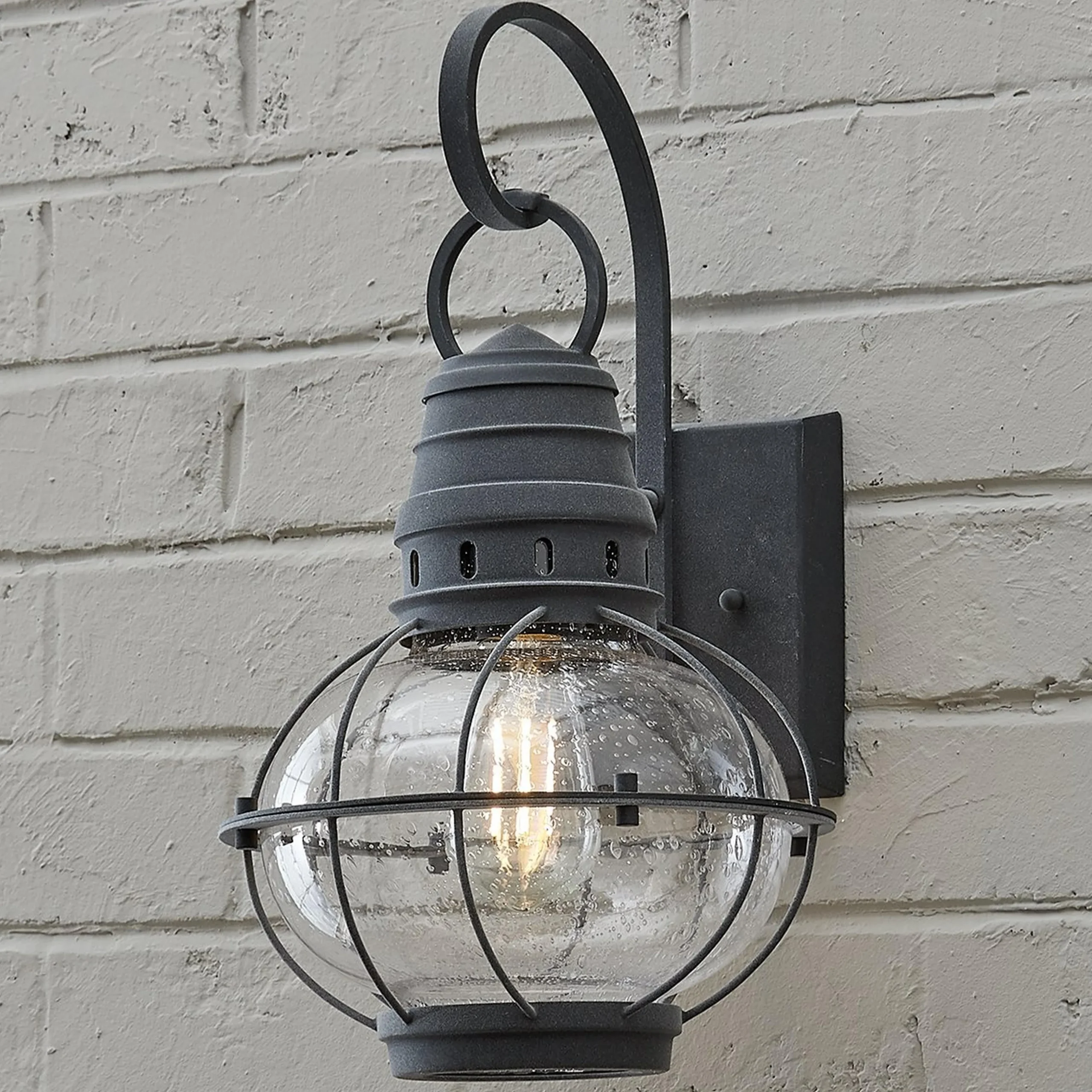 Seeded Glass Globe Outdoor Sconce - Medium