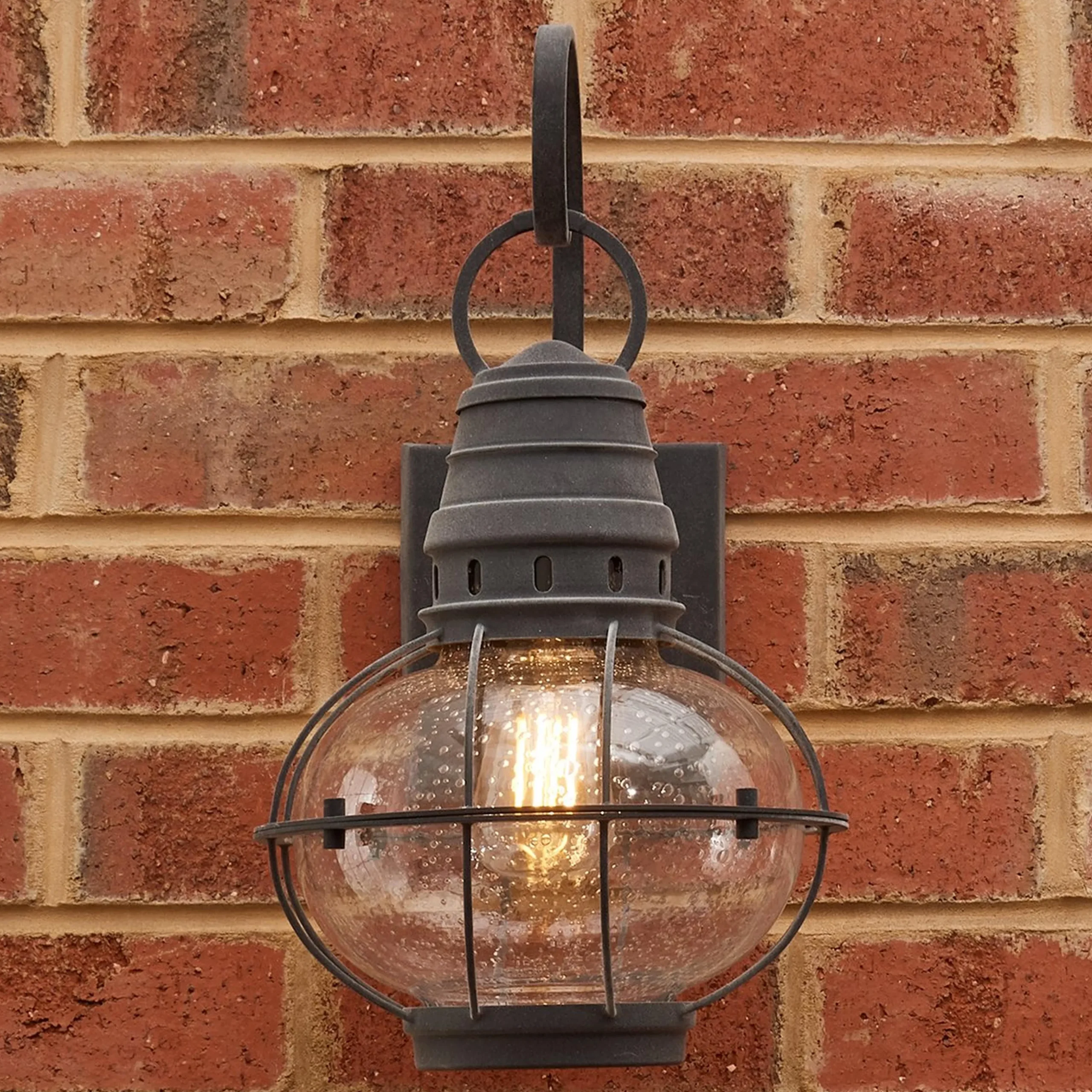 Seeded Glass Globe Outdoor Sconce - Medium