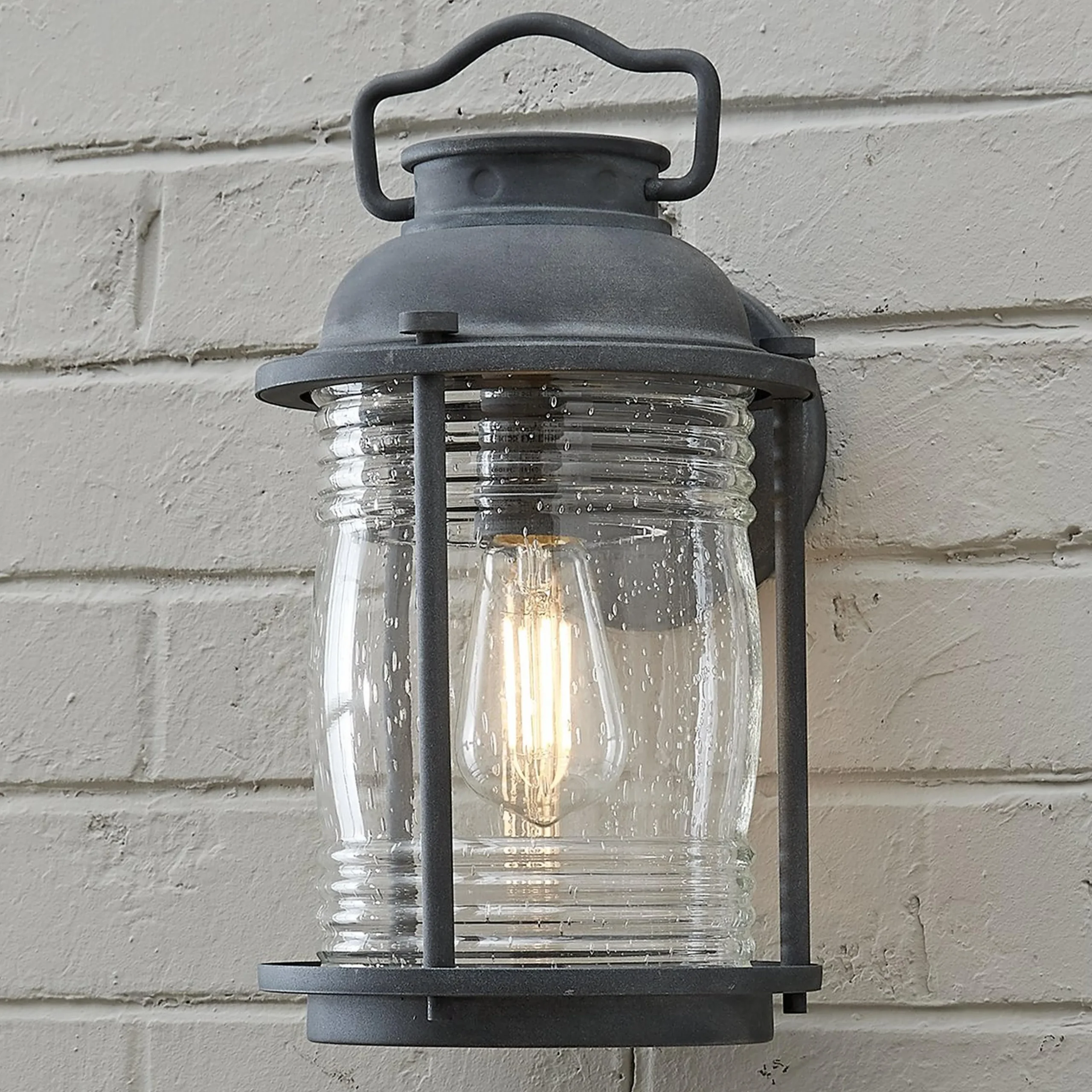Seeded Glass Jar Outdoor Sconce - Medium