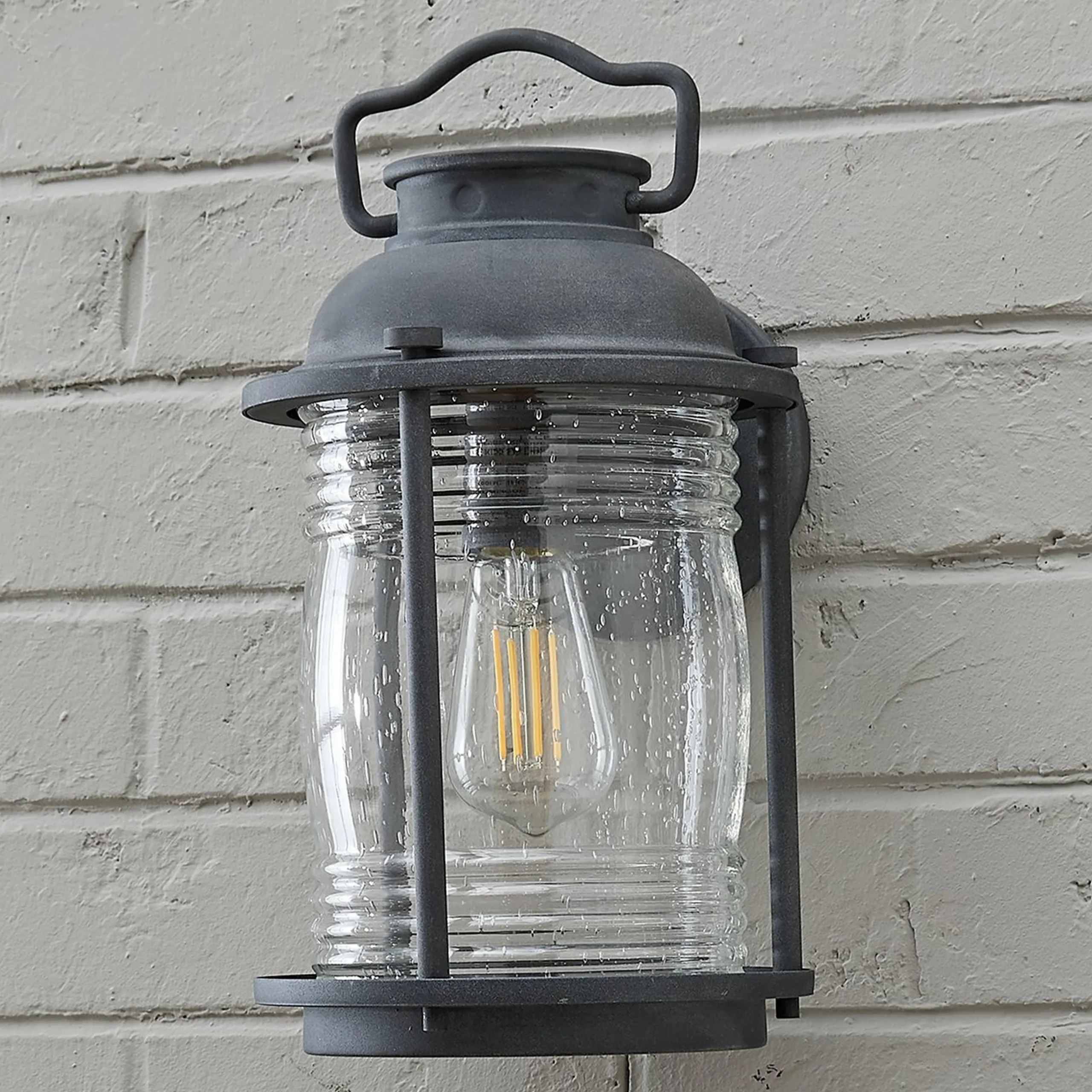 Seeded Glass Jar Outdoor Sconce - Medium