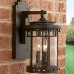 Seeded Glass Prairie Style Outdoor Sconce - Large