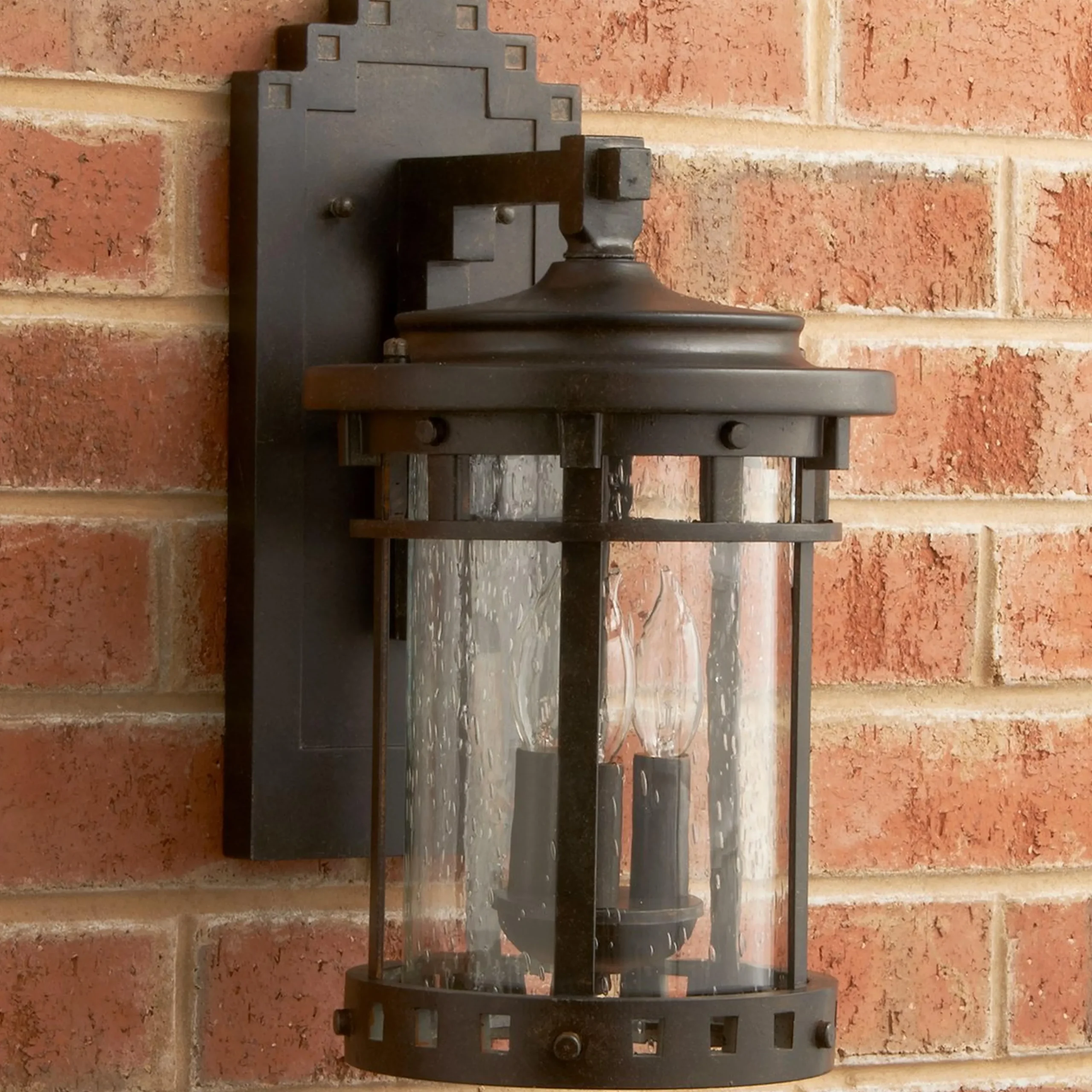 Seeded Glass Prairie Style Outdoor Sconce - Large