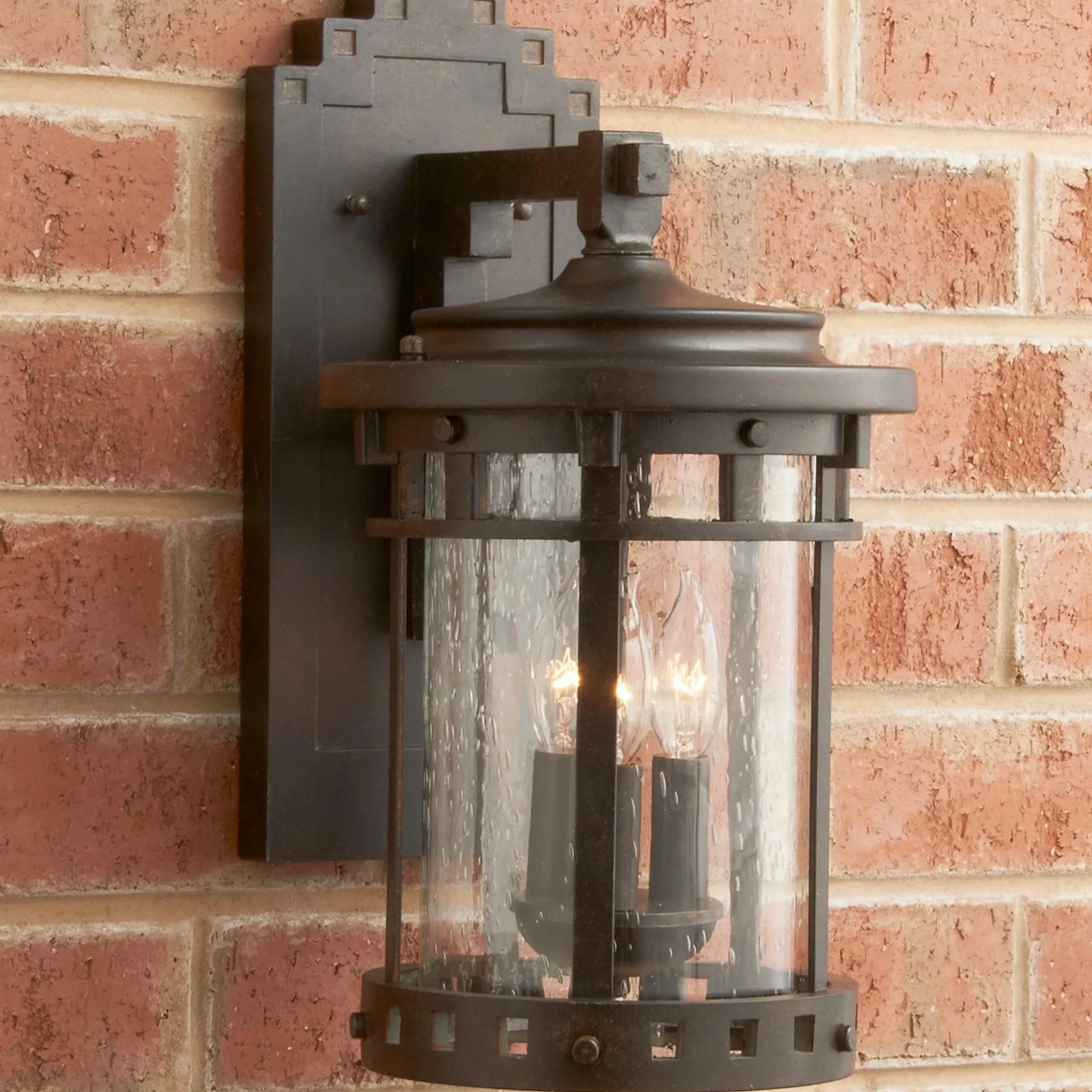 Seeded Glass Prairie Style Outdoor Sconce - Large