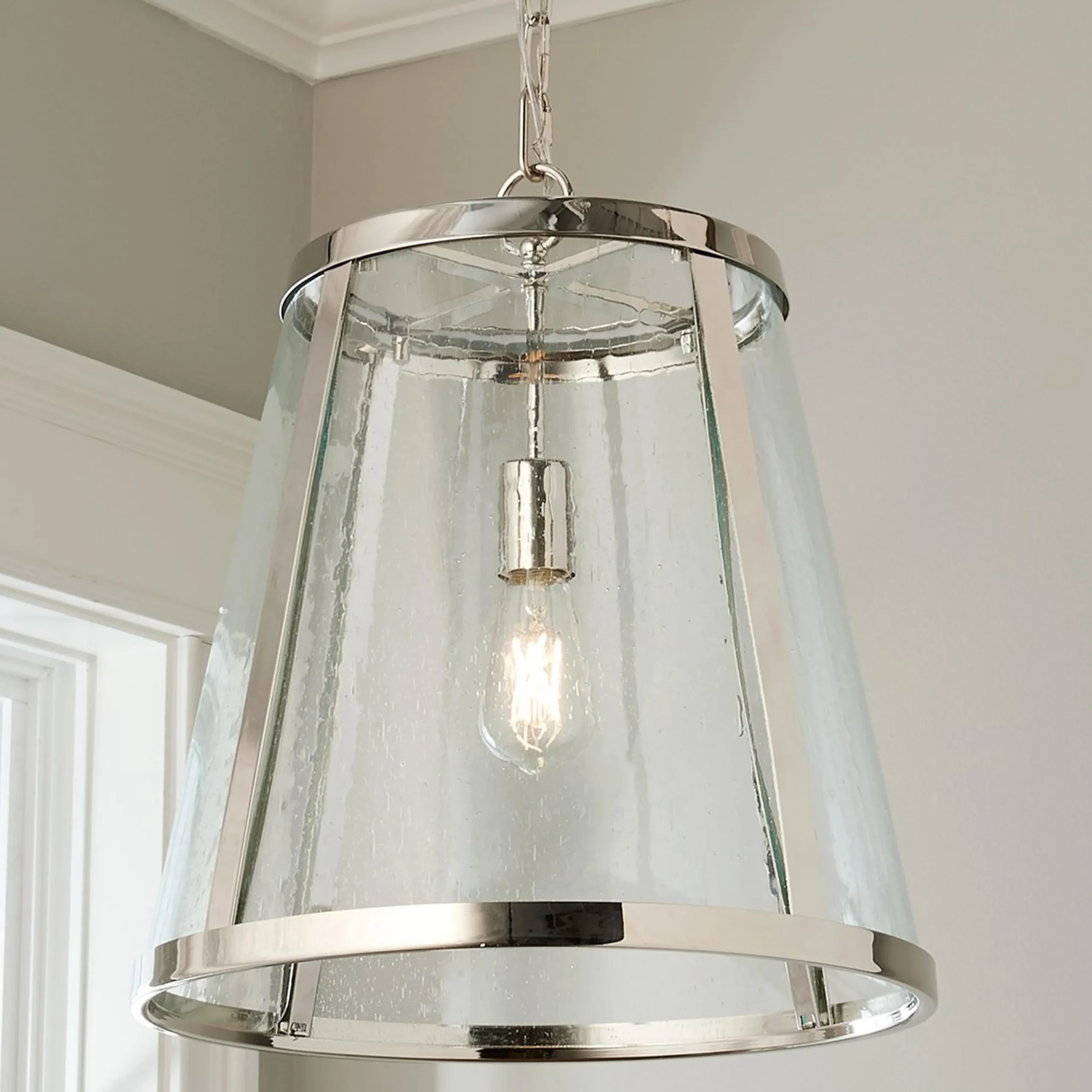 Seeded Glass Transitional Pendant - Medium